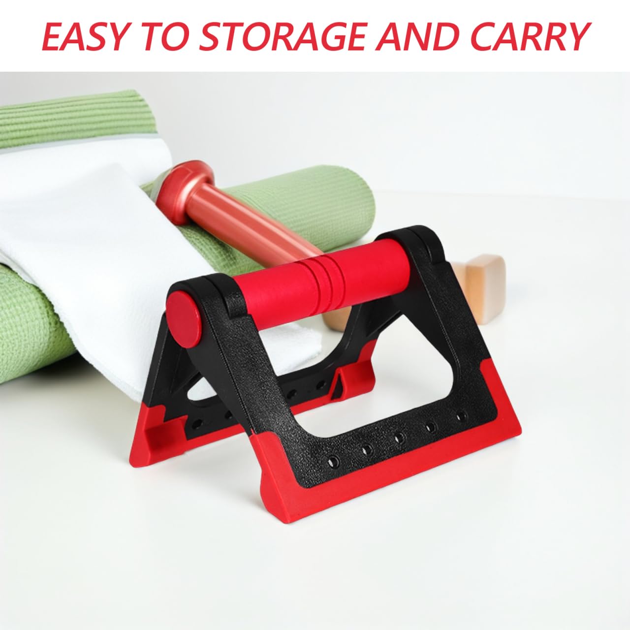 Toddmomy Foldable Push-up Stand Pair Portable Exercise Handles for Home Strength Training Compact Push up Bars for Floor Workouts with Rotating Arm Support 6.3 Inch Fitness Equipment