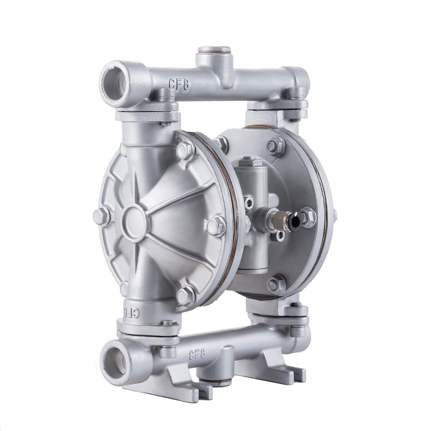 Double Diaphragm Pump Air Operated 1/2 inch Inlet/Outlet Pneumatic Waste Oil Transfer Pump for Chemical QBK-15P 9 GPM Dual Diaphram Polypropylene Nitrile Rubber by Stainless Steel Iron 120 PSI
