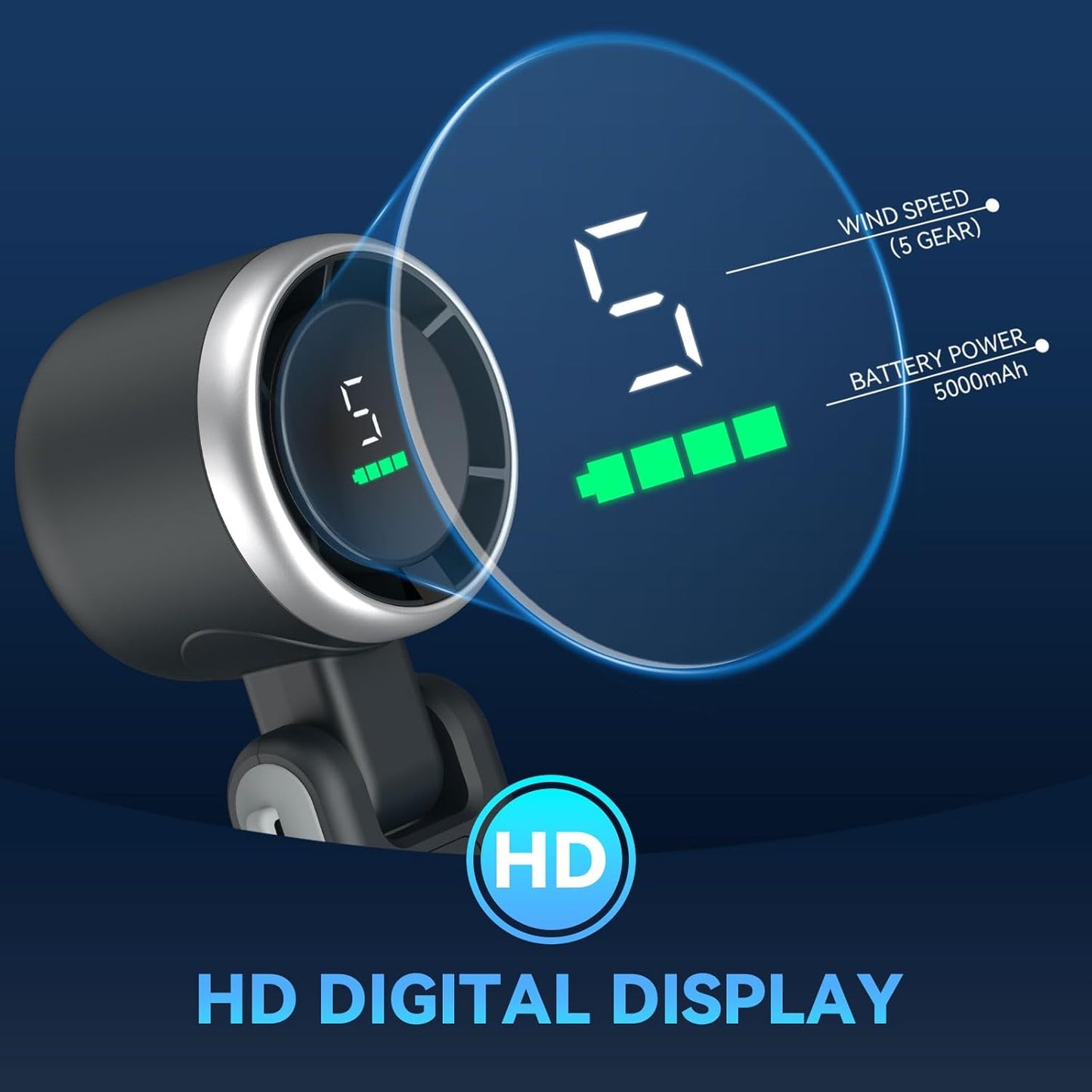PlayHot Portable Handheld Turbo Fan - Compact Design with USB-C Cable | Sleek Black Finish