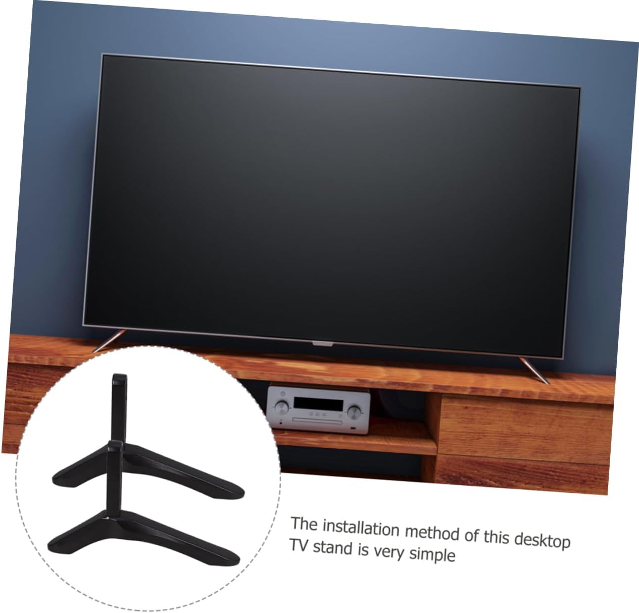 Happyyami Universal No-Drill TV Stand Base for LCD LED TVs Heavy-Duty Metal Legs Cable Management Desktop Mount
