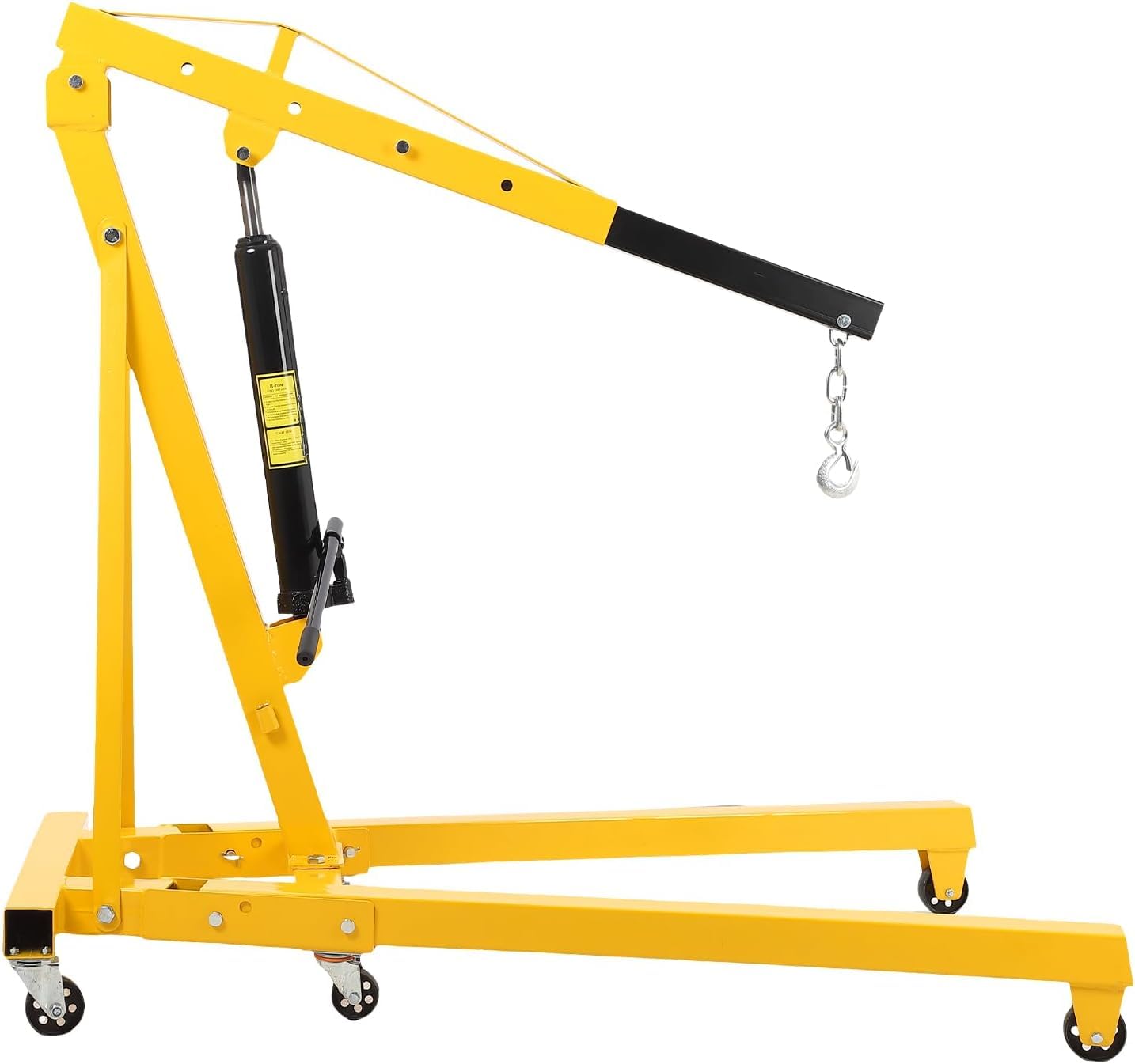 GarveeHome 2 Ton Cherry Picker Engine Hoist, Heavy Duty Folding Hydraulic Crane with 6 Casters & Lever for Auto Repair, Garage & Workshop, Yellow