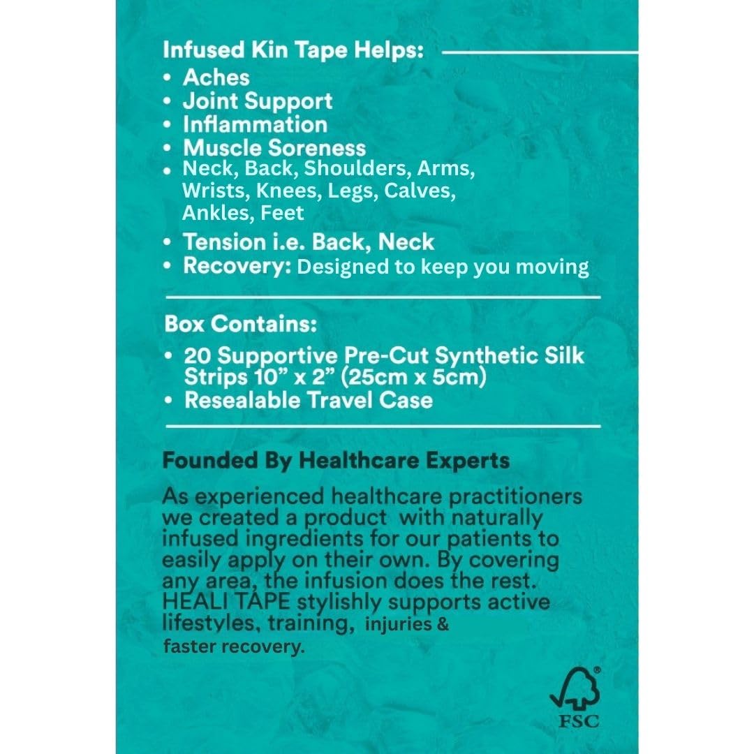 Heali Kinesiology Tape with Magnesium and Menthol, 20 Pcs Precut Strips, K Tape Roll, Knees, Physical Therapy Sports Tape for Muscles and Joints, Water Resistant, Pink Splatter