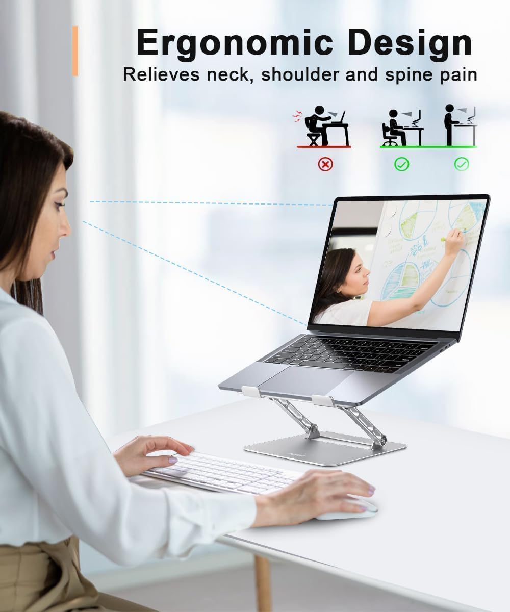 Aoviho 10-15.6 inch, Adjustable Laptop Stand for Desk,Portable Laptop Stand Holder and Riser,Foldable Aluminum Notebook