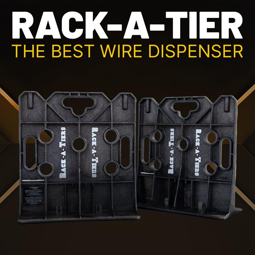 Rack-A-Tiers Wire Dispenser - Electrician's Wire Spool Rack, Multi-Purpose Cable Dispenser, Award Winning Electrical Wire Rack, Wire Spool Dispenser, Wire Reel Caddy (11455)