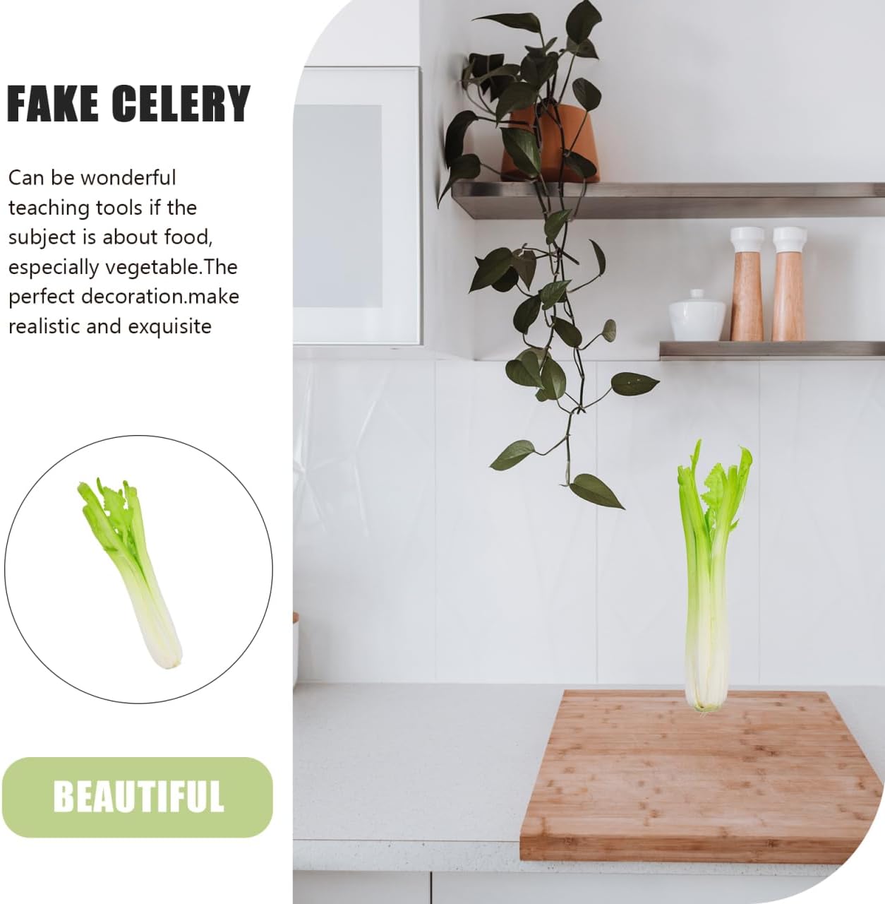 BESTOYARD Lifelike Fake Celery Model - PU Artificial Vegetable for Home Decor Photography Props and Display - Realistic
