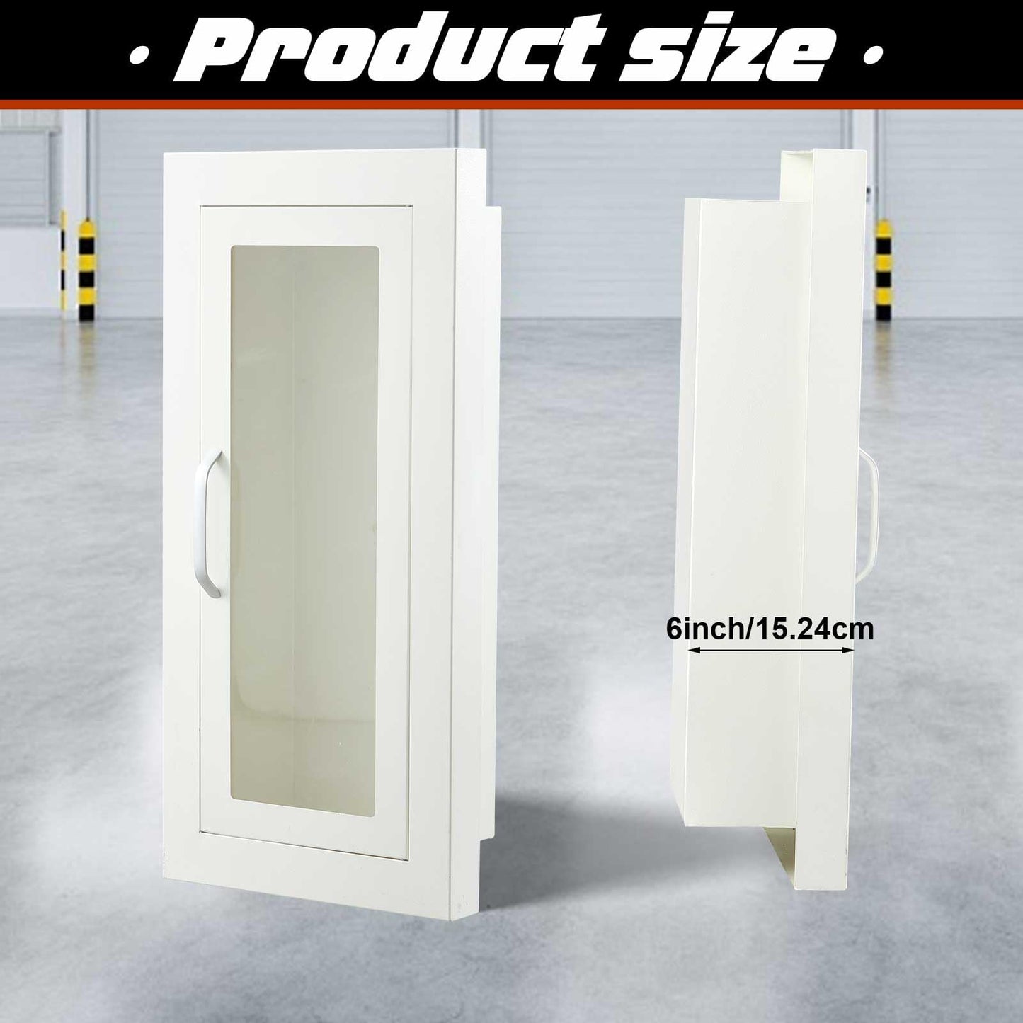 Zonon 4 Pcs Semi Recessed Fire Extinguisher Cabinet Box Steel Recessed Wall Cabinet, Magnetic Door with Handle, Acrylic Window, 2.5 Inch Trim, for 2.5/5/10 lb Dry Chemical Fire Extinguisher (White)