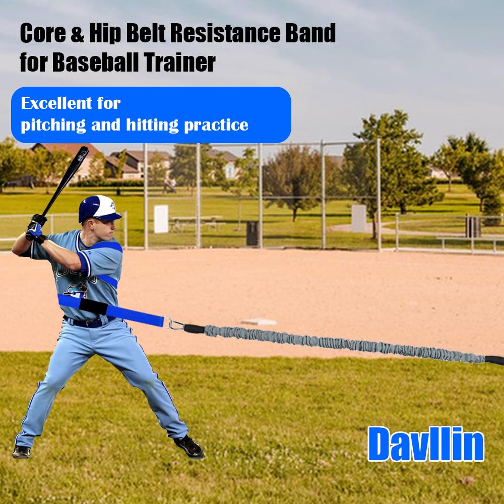 Core & Hip Belt Resistance Band for Baseball & Softball Training | Baseball Batting & Hitting Trainer | Complete Resistance Training Aid for Arm Strength & Swing Flexibility