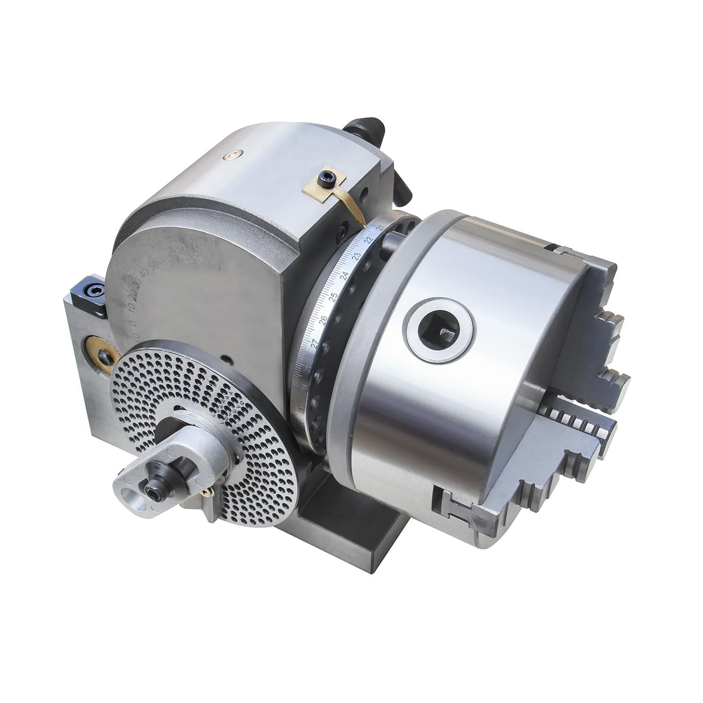 KAKA INDUSTRIAL Dividing Head 5 inch 3-Jaw Chuck, MT2 Tailstock and Dividing Plates | Milling Machine Indexing Attachment for Precision Gear Cutting BS-0