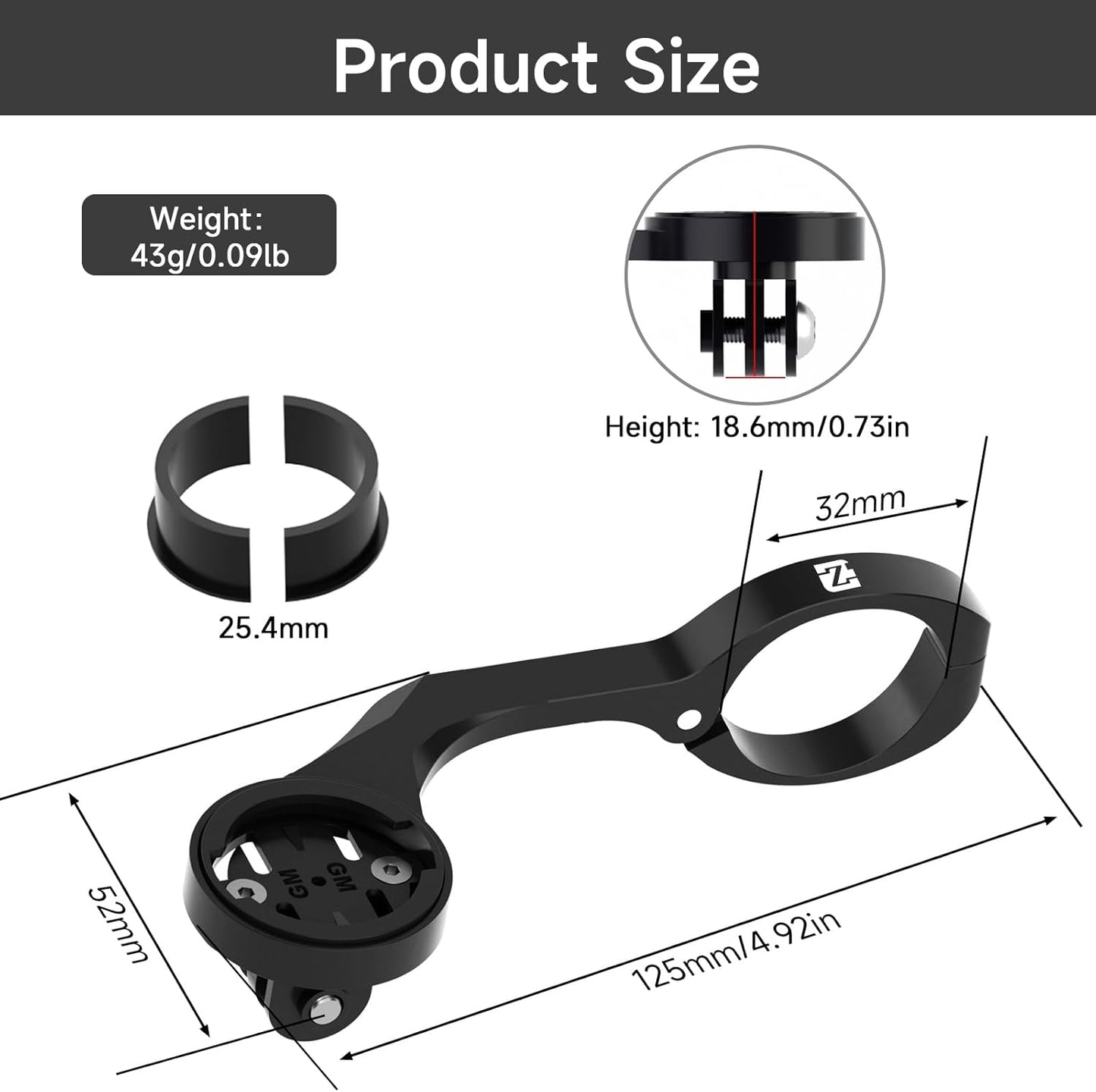 ZIDAOKA 25.6mm 31.8mm Bike GPS Computer Mount for Garmin,Out Front Bike Mount for Riders,Cycling Bracket