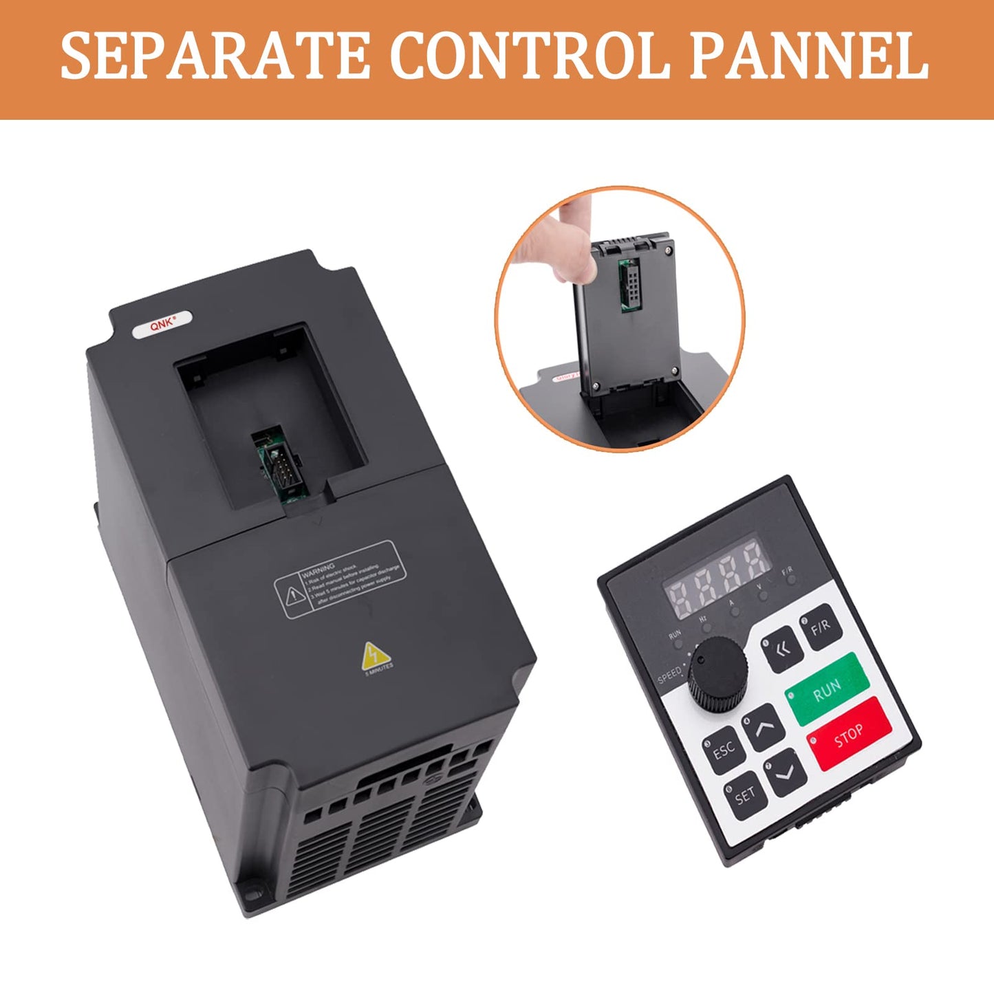 QNK 7.5KW 10HP 220V AC 33A VFD Converter Single to 3 Phase Inverter Variable Frequency Drive for CNC Spindle Motor Speed Controller