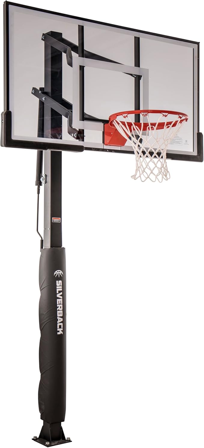 Silverback In-Ground Basketball Hoops, Adjustable Height Tempered Glass Backboard and Pro-Style Flex Rim. - Multiple Styles Available