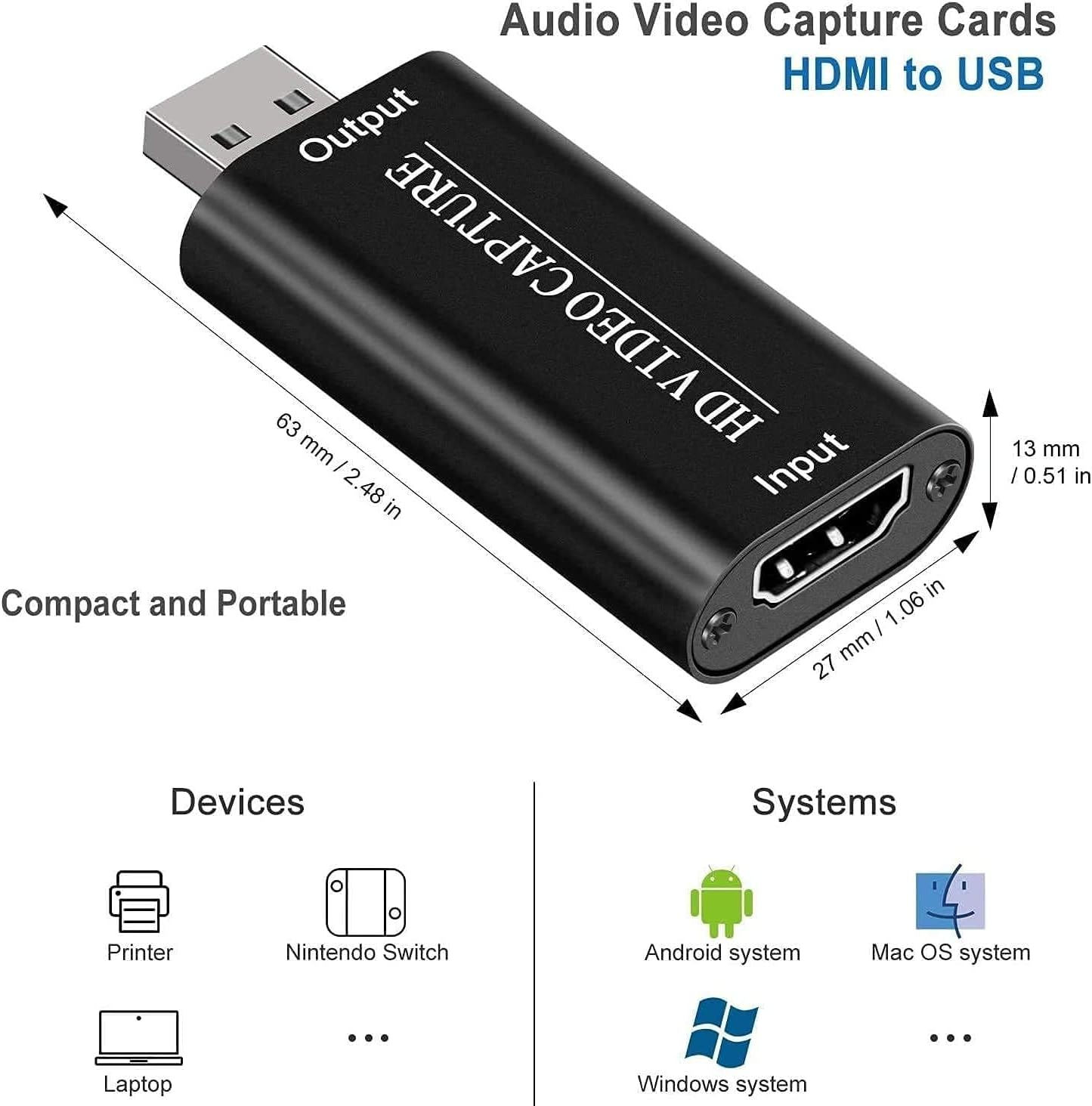 Cassette MP3 10/8.1/8 7 USB Audio Capture Card Grabber for Vinyl Tapes to Digital Converter, Support Mac & Windows / /