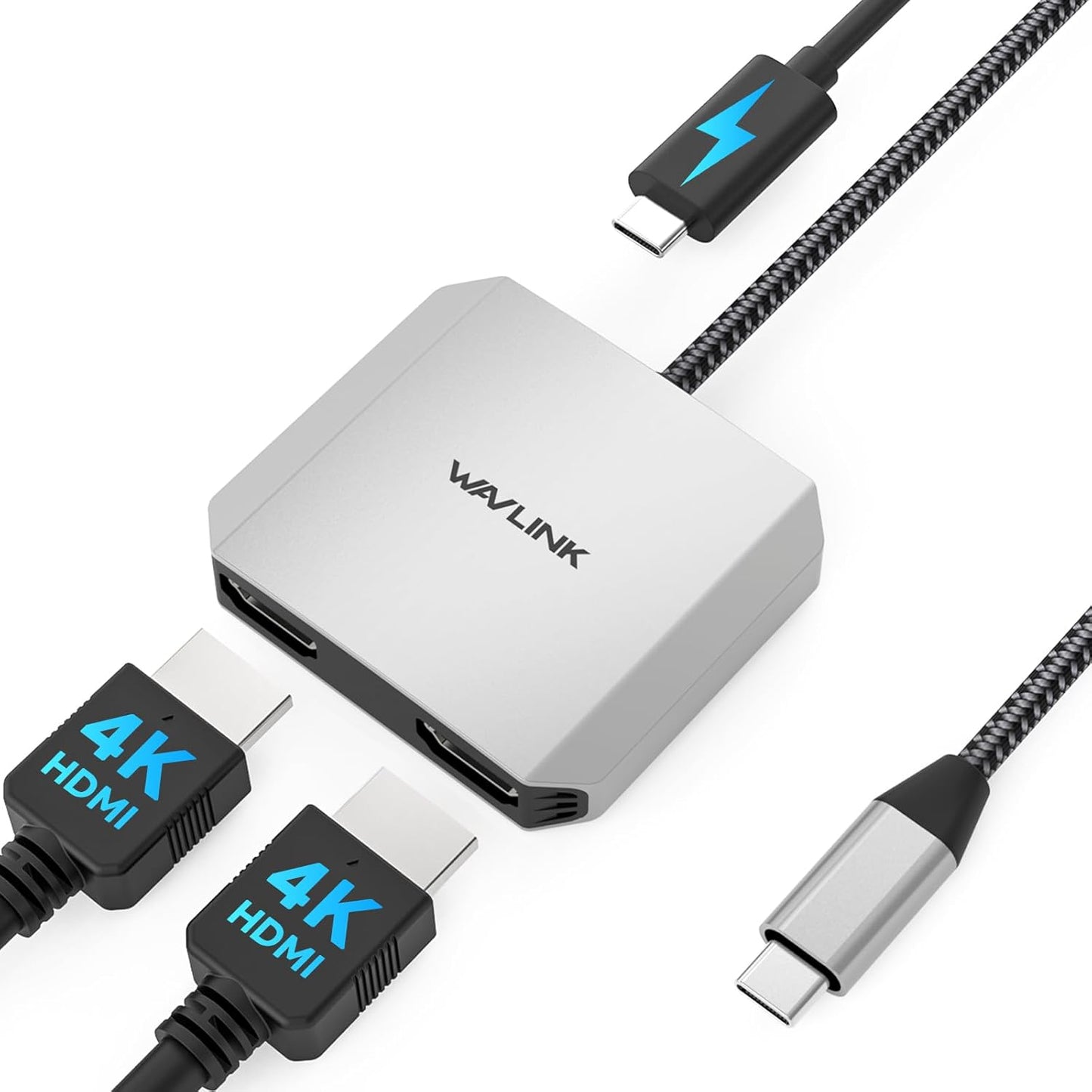 WAVLINK 4K@60Hz 95W USB C to Dual HDMI Adapter, Dual Monitor Splitter, Dual HDMI, PD, Compatible with Dell