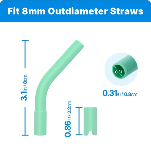 Bluwing 6Pcs Silicone Straw Tips, Reusable Rubber Straw Tips for Metal Straws and Other 0.31Inch (8MM Outdiameter) Straws, Fit for Stanley Cup Tumbler (Black)