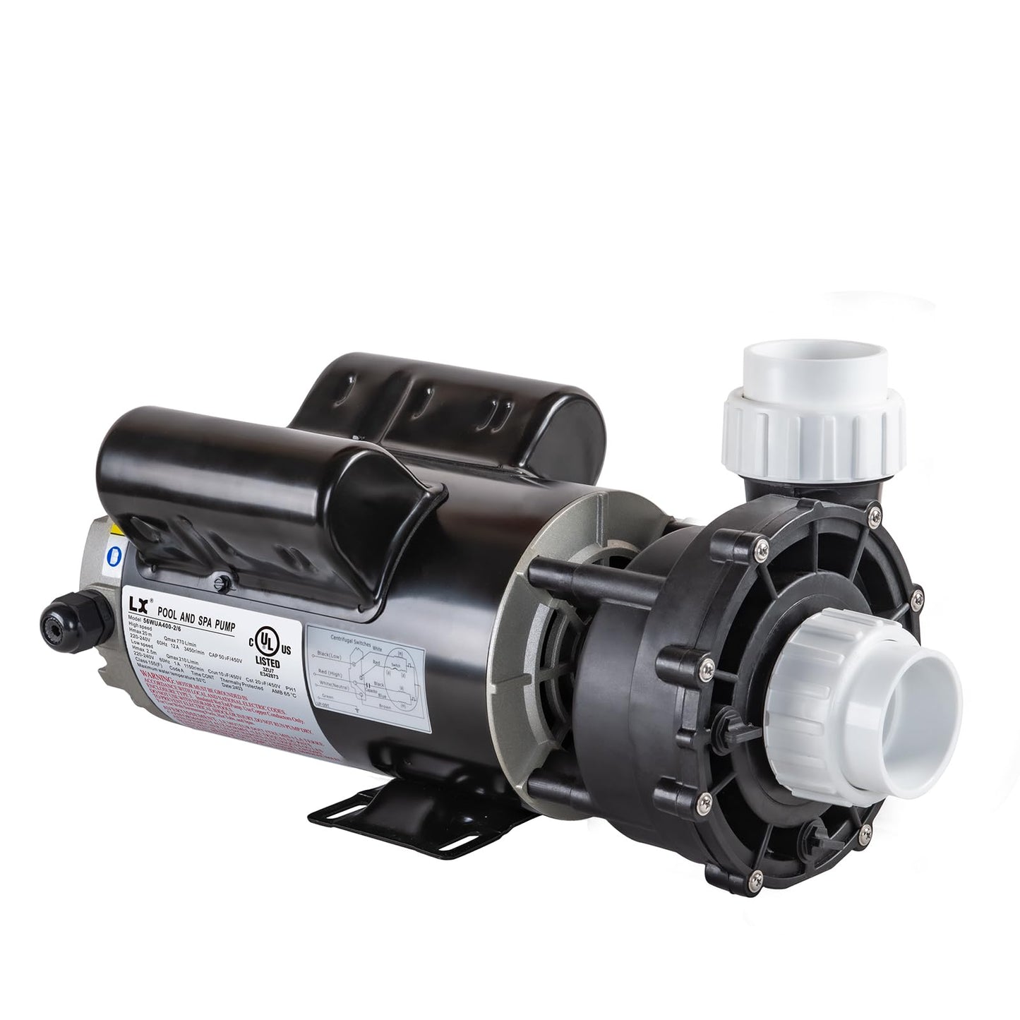 LINGXIAO 2 Speed SPA Pump 4HP Hot Tub Pump 220-240V, 2 Speed, 2" Port, 56 Frame LX Pump Energy Efficiency SPA Motors (Model: 56WUA400-2/6)