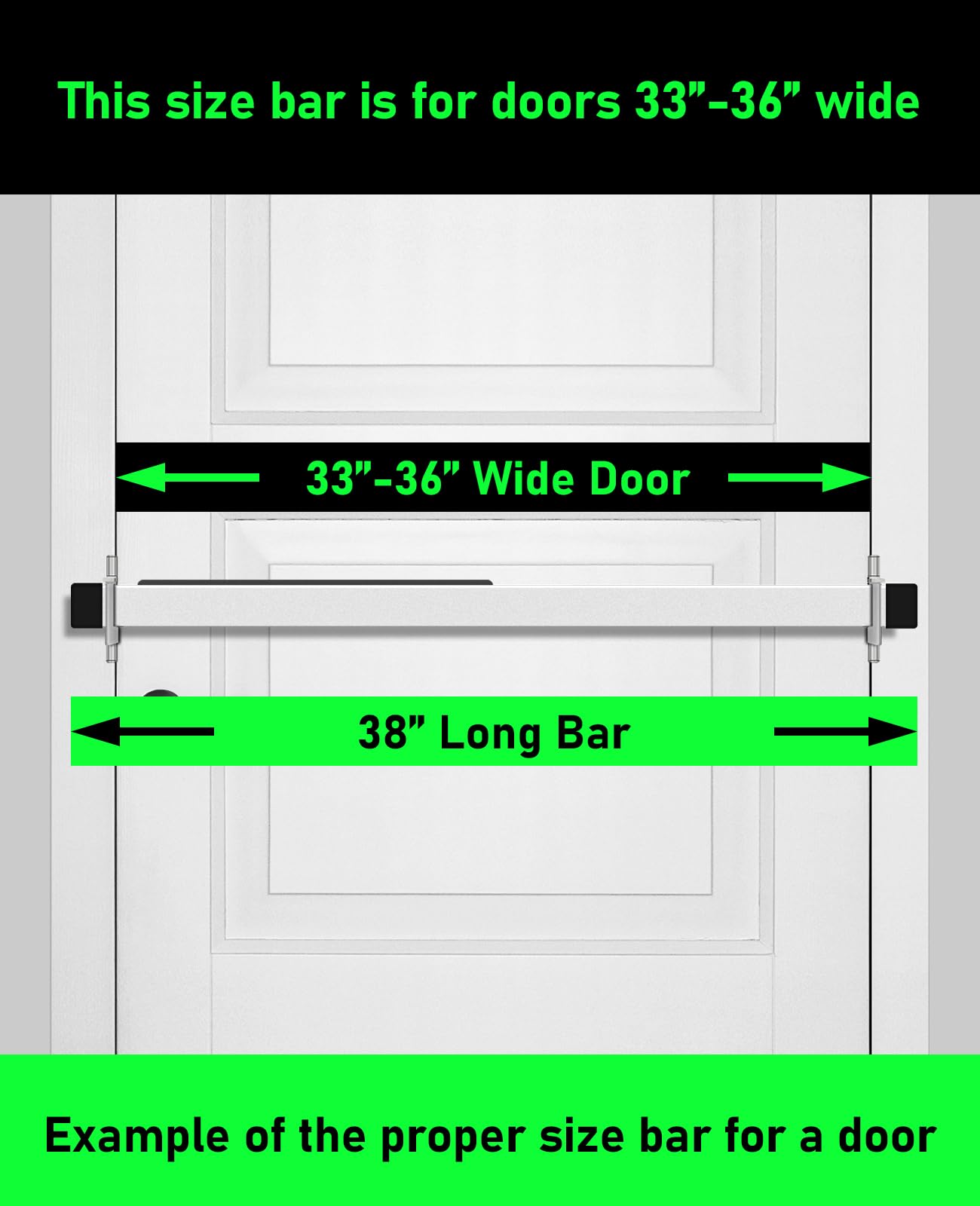 Door Security Bar-by Doorricade-Secure The Entire Width of Your Inward Opening Front Door-Safe Room. Fits Doors 32"-36" Wide.