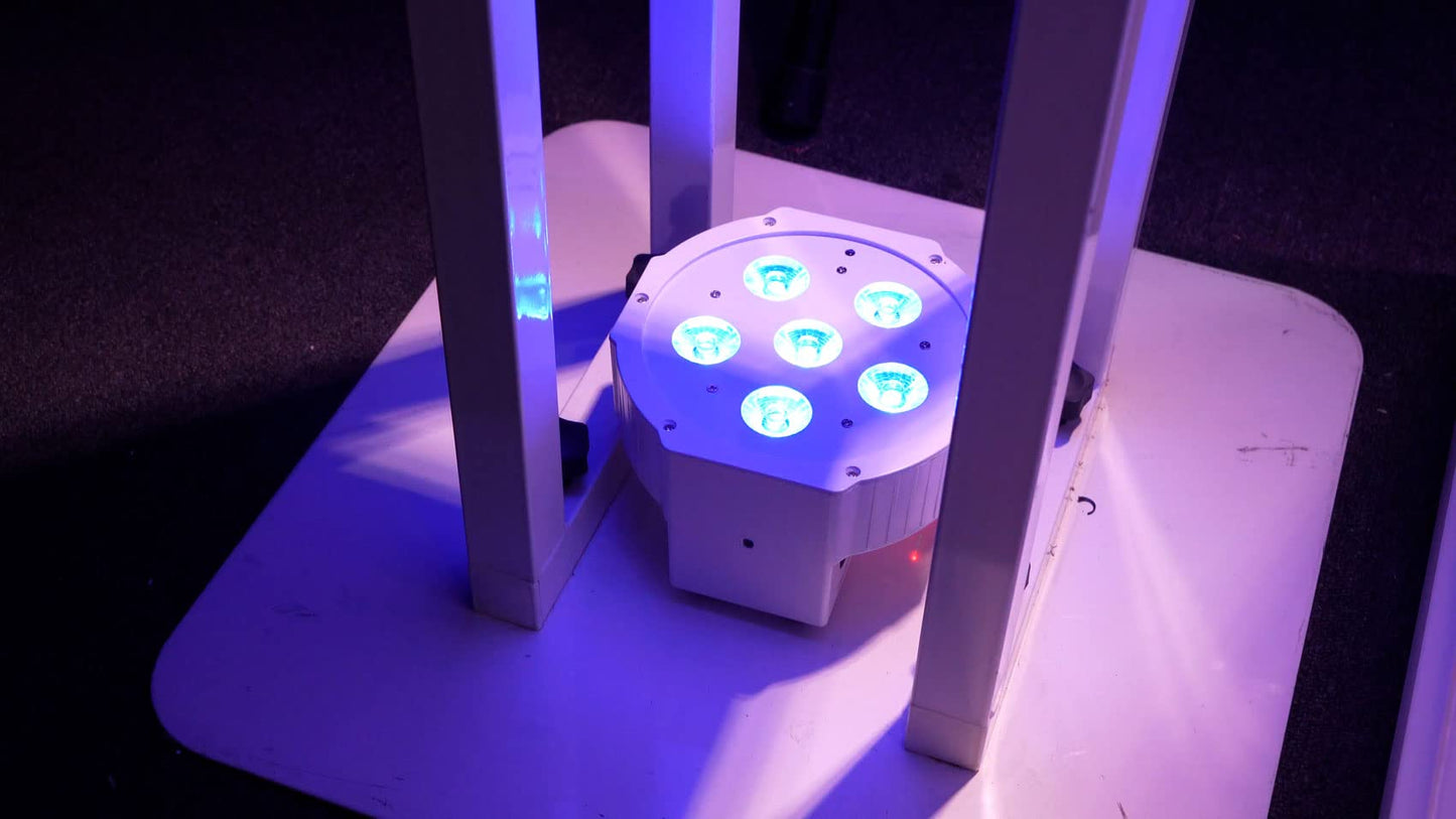 Rockville Battery Par Pack 61 8 RGBWA+UV Battery-Powered Par Lights with Charging Flight Case, DMX & IR Remote, 15-Hour Battery, Master/Slave Mode, Strobe & Sound Activation for Events & DJ (White)