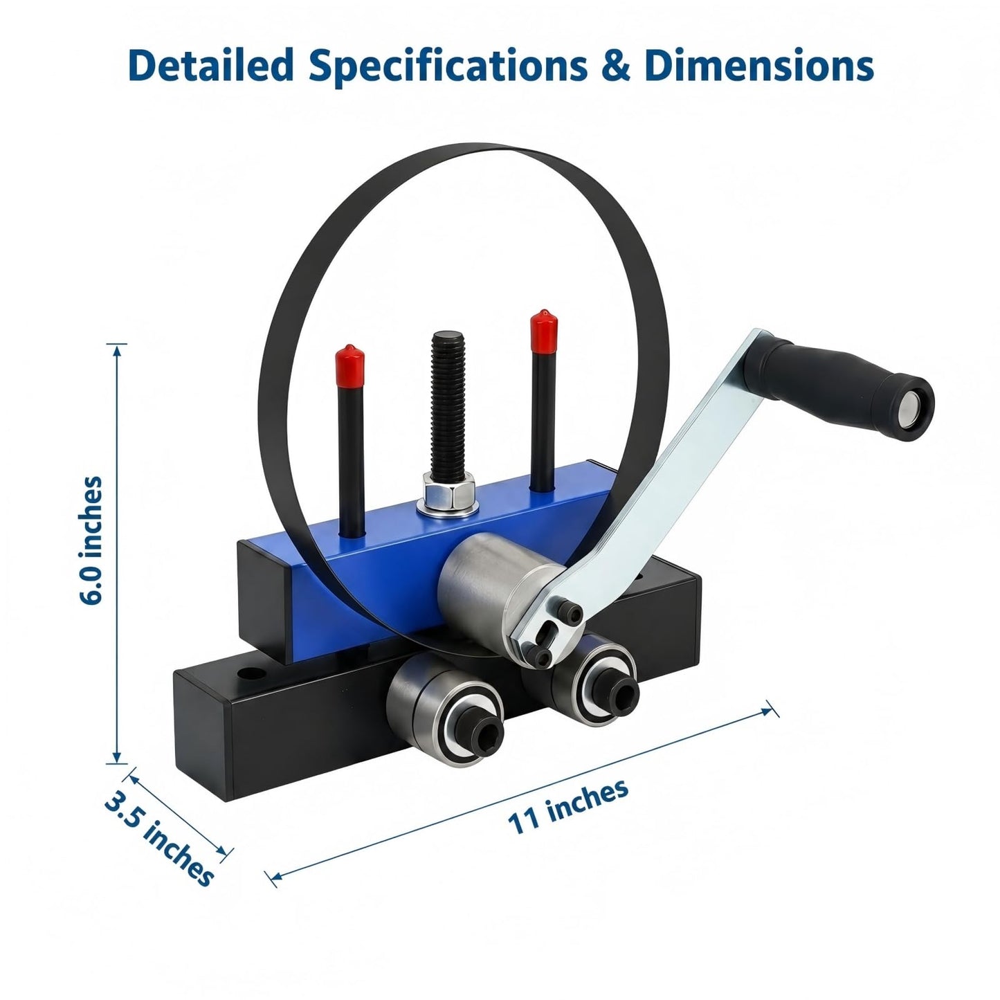Manual Ring Roll Bender Min. Roll Diameter 5.9" (150mm), Heavy Duty Ring Bender Tool Roller Bender Machine Scroll Bender Metal Steel Rod Tube Bending, for Decorative & DIY Metalworking, Ring Making