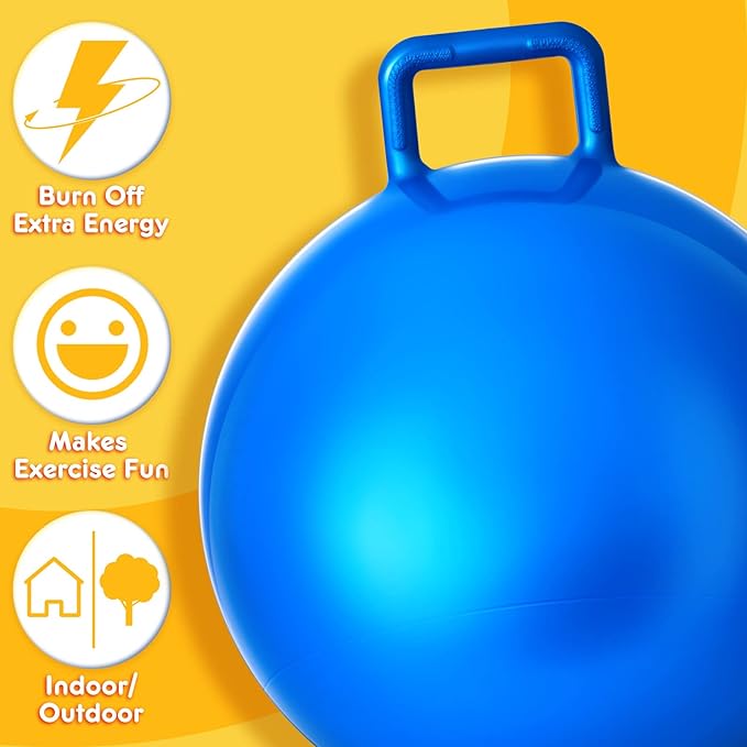 Lewtemi 6 Pcs Hopper Ball Carnival Outdoor Games 29 Inch Jumping Hopping Inflatable Bouncing Ball with Handle and Air Pump for Adults Sport Exercise (Red, Blue, Green, Pink, Yellow, Purple)