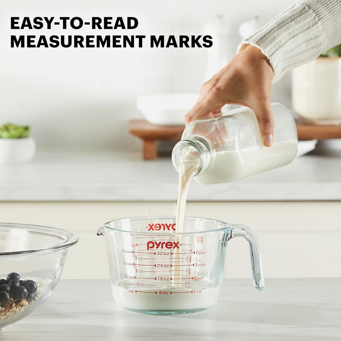 Pyrex Essentials Glass Measuring Cups Set - 1 & 2 Cup | Oven, Dishwasher, Freezer & Microwave Safe
