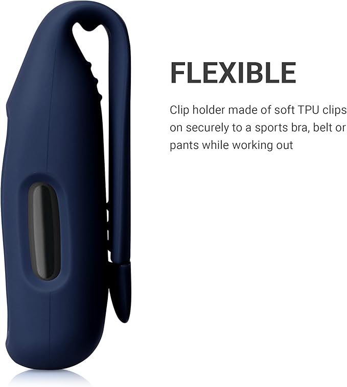 kwmobile 2X Clip Holders Compatible with Fitbit Inspire 3 / Inspire 2 / Ace 3 - Clip-On Holder Replacement Set - Black/Dark Blue