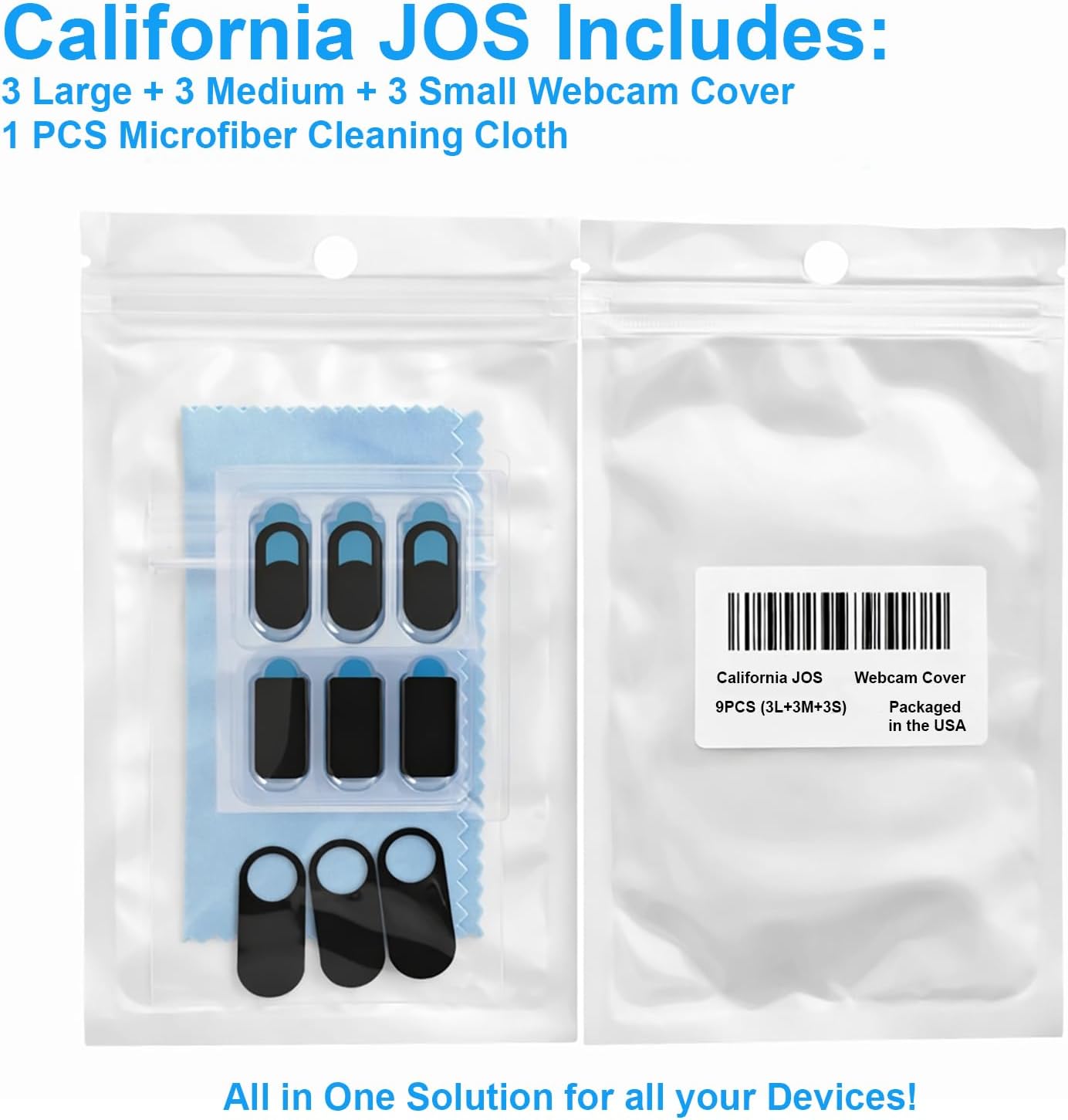California JOS 9 Pack(3 3 3 0.03 inch Large + Medium + Small) Ultra Thin Webcam Cover Slide Camera Blocker Protect Your