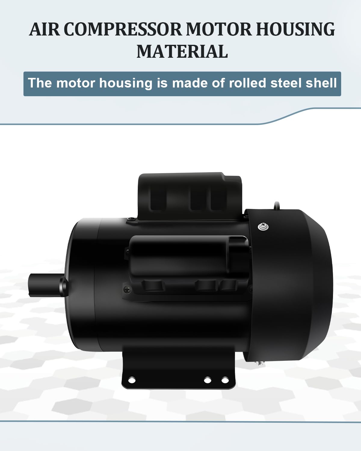 Air Compressor Motor 5HP Electric Motor 1750 RPM, Single Phase,184T Frame, 208V-230V, 1-1/8"Shaft Diameter Rolled Steel Shell 60HZ