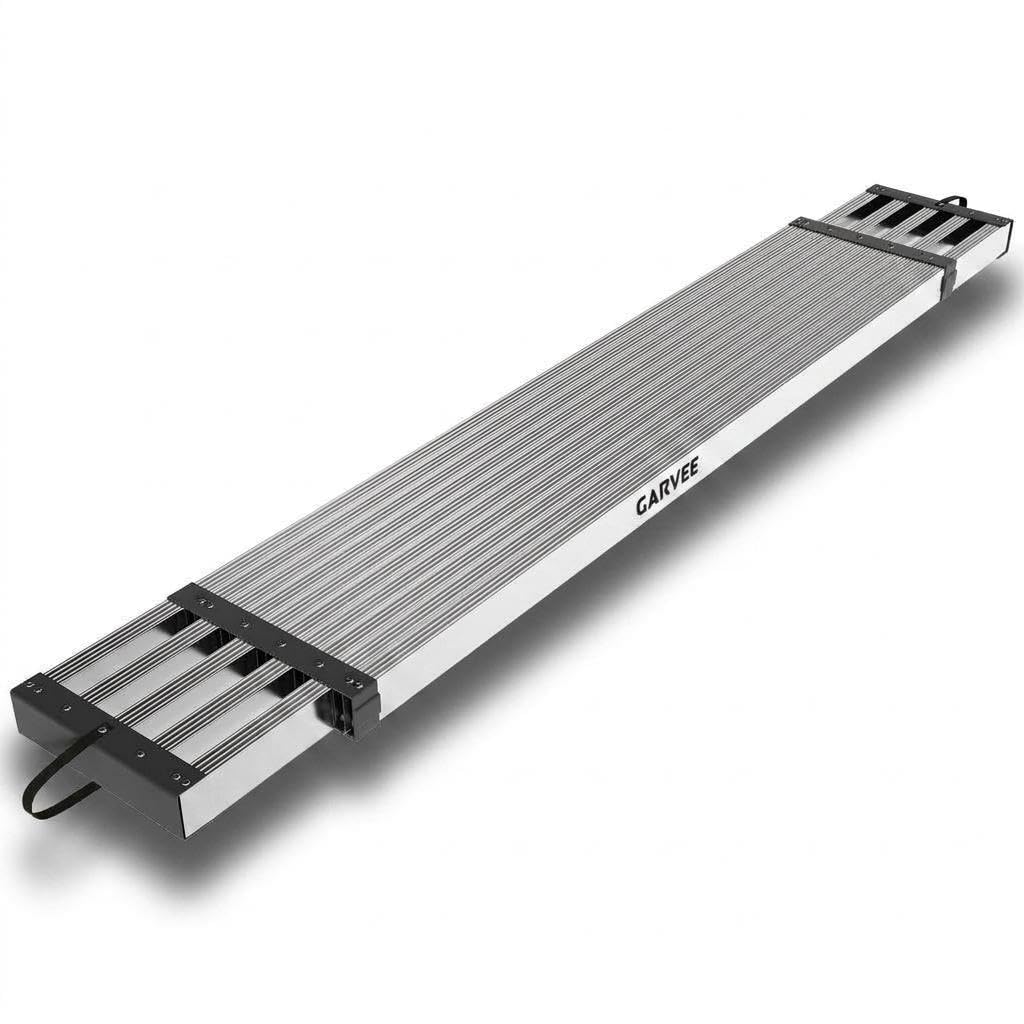 COZONY Aluminum Telescoping Work Plank - 8-13FT Extension Scaffold Platform - Heavy-Duty, Anti-Slip Surface, 440lbs Capacity - Portable Ladder Accessory for Indoor & Outdoor Use - Includes Bonus