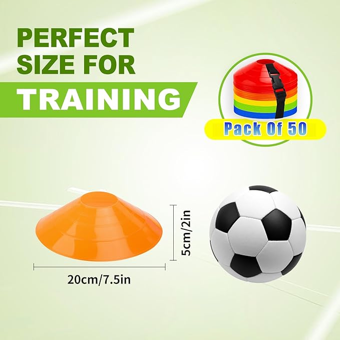 Ashsajkd(Set of 25/50/100 - Agility Soccer Cones with Carry Bag and for ï¼?Football Cones for TrainingFootball, Basketball, Coaching, Agility Cones for Indoor and Outdoor Games