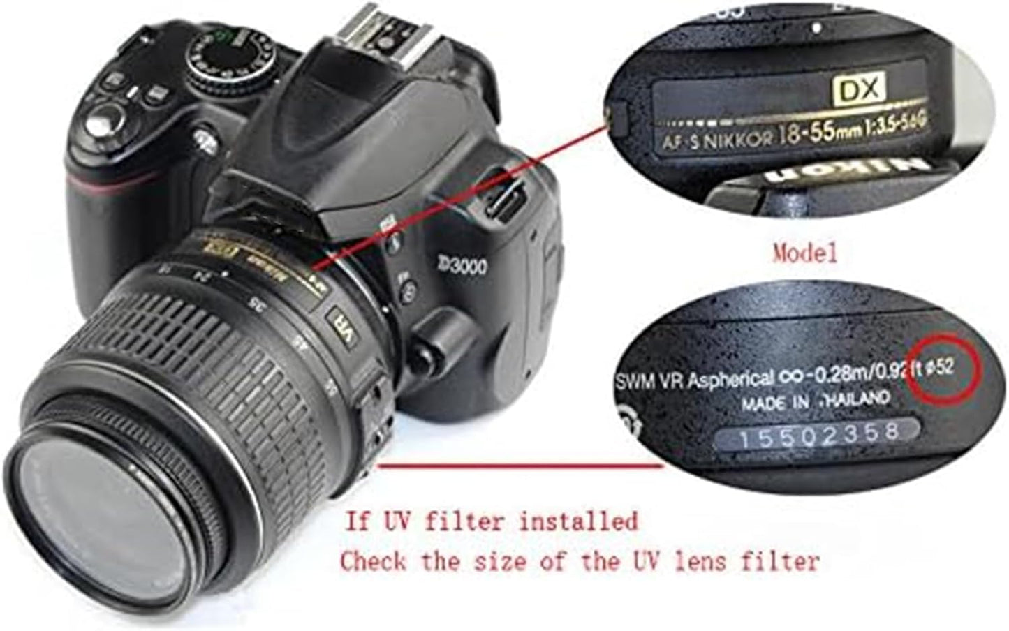 52mm Pinch (52mm)- 4 Pack Camera Lens Cap Center with Lens Cap Leash Hole Bundle Compatible with Nikon Sony Canon DSLR