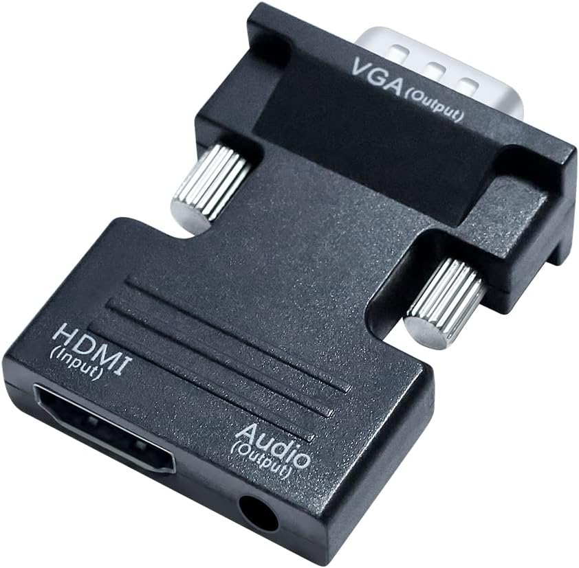 DTECH 3.5mm 1080P Directional HDMI to VGA Adapter with Audio Port (Laptop HDMI Source Output to VGA TV) for Old