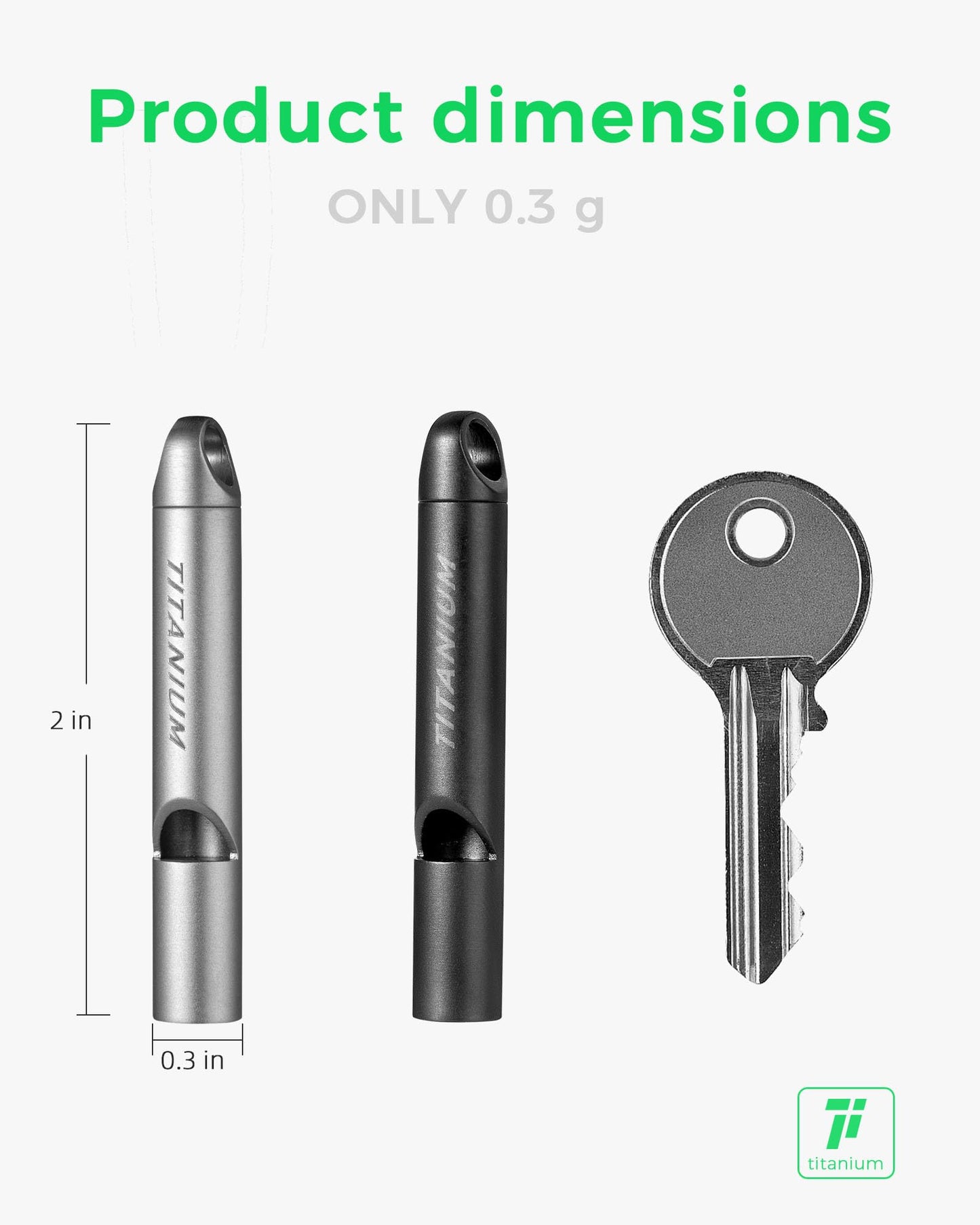 IUMIUN Titanium Pealess Emergency Whistle, 120-130dB High Frequency Safety Survival Whistle for Hiking Camping Boating Dog Training