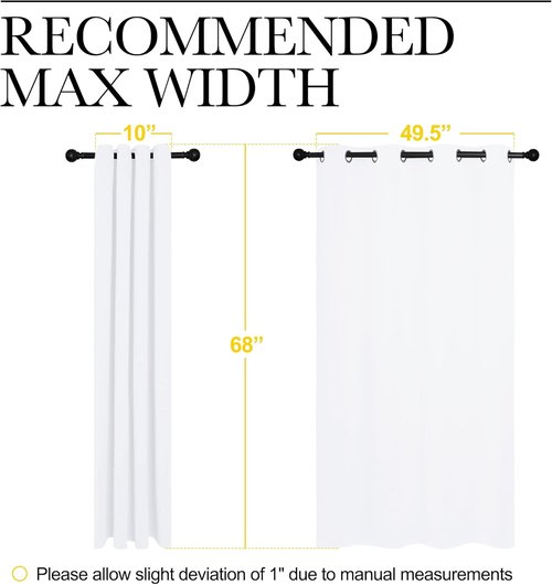 NICETOWN Draperies Curtains - 50% Light Blocking Window Treatment Panels for Small Bedrooms | 2 Panels, 55" x 68", White