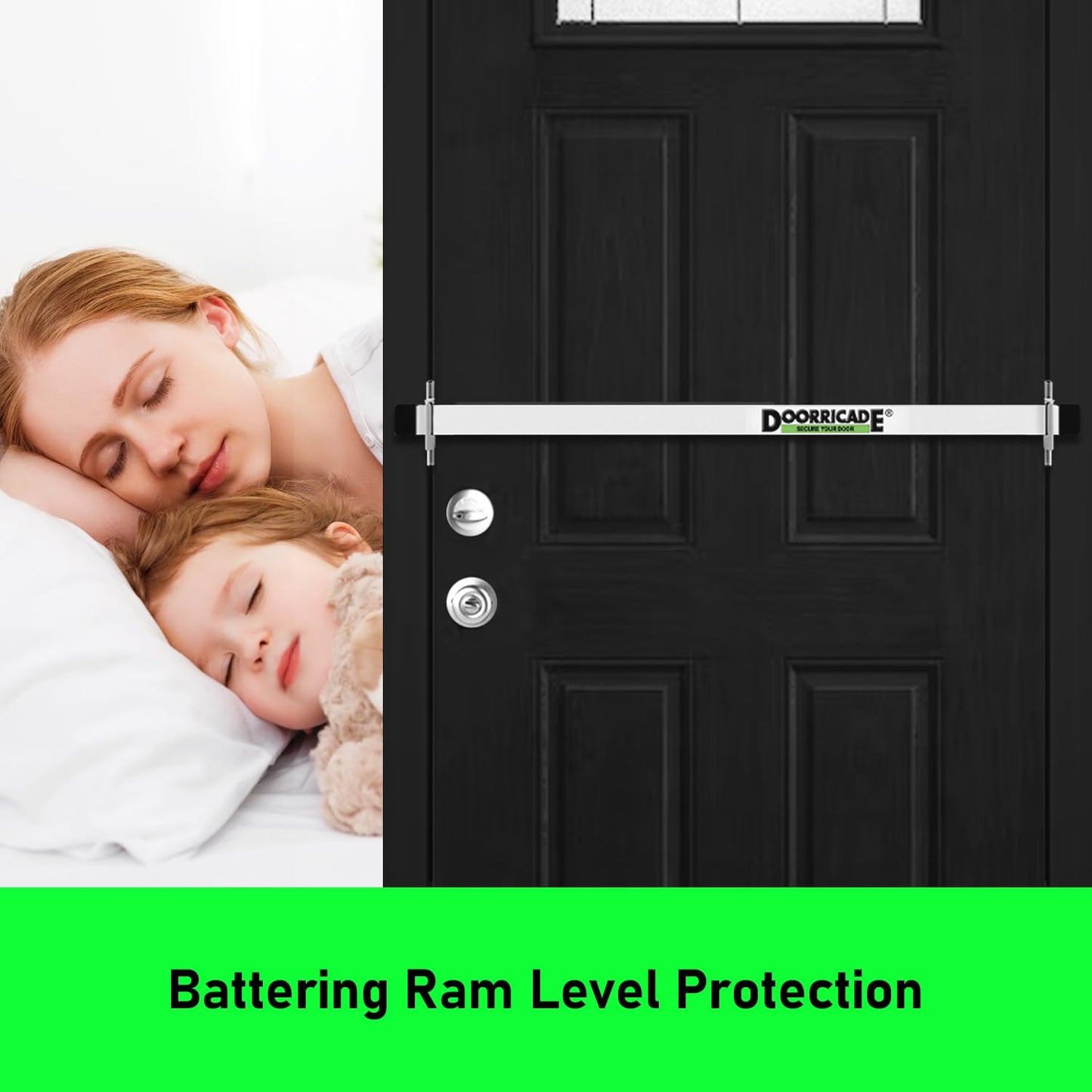 Door Security Bar-by Doorricade-Secure The Entire Width of Your Inward Opening Front Door-Safe Room. Fits Doors 32"-36" Wide.