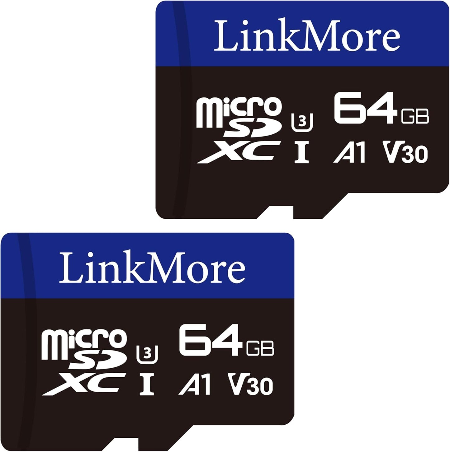 LinkMore XV13 64GB (2pack) A1 U3 V30 10, 95 45 MicroSD Memory Card, MicroSDXC UHS-I Class Read Up to MB/s, Write Up