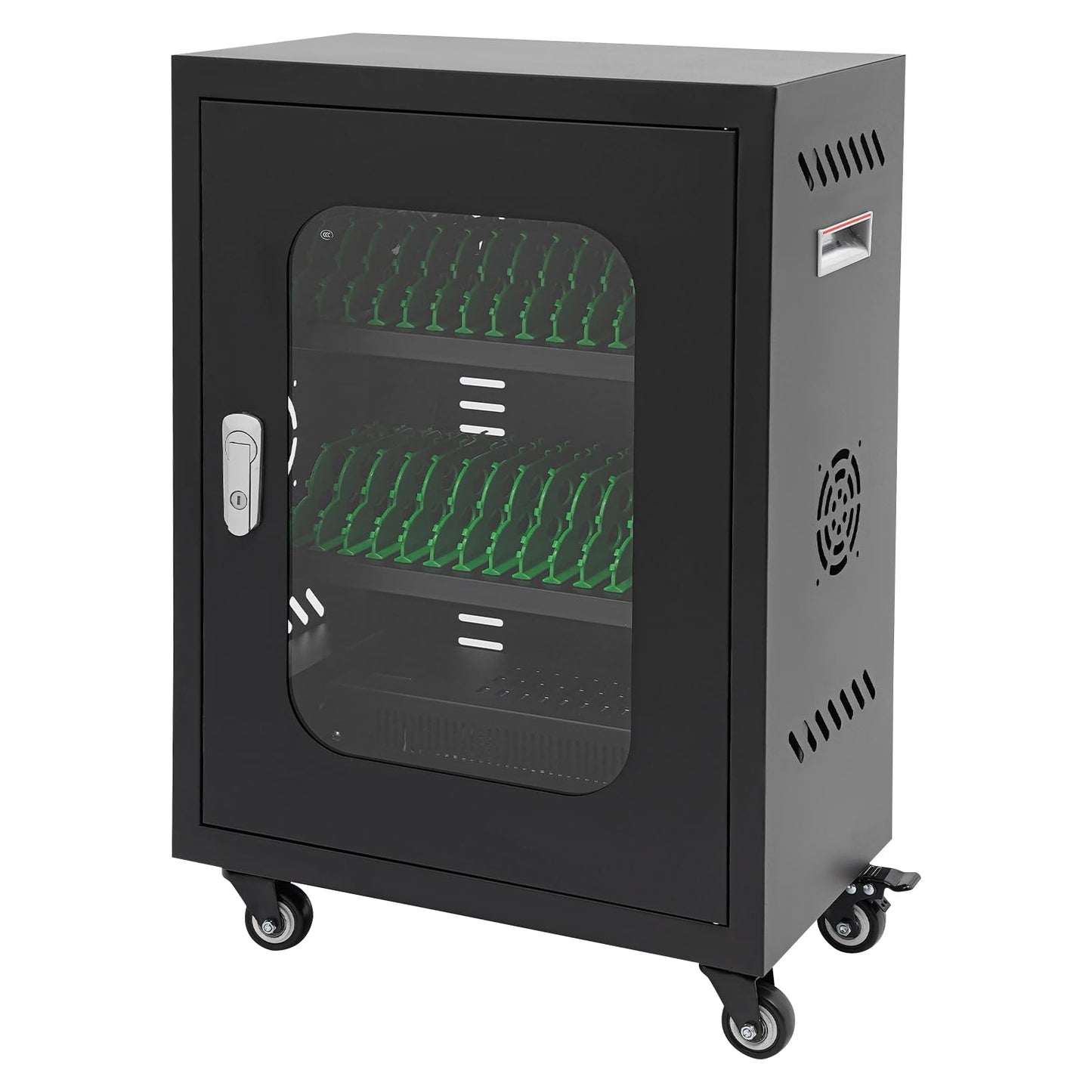 30-Device Mobile Charging Cart for Phone, Mobile School Charging Cart and Cabinet,Locking Storage Charging Station with Wheels for Classroom Office Business (Black)