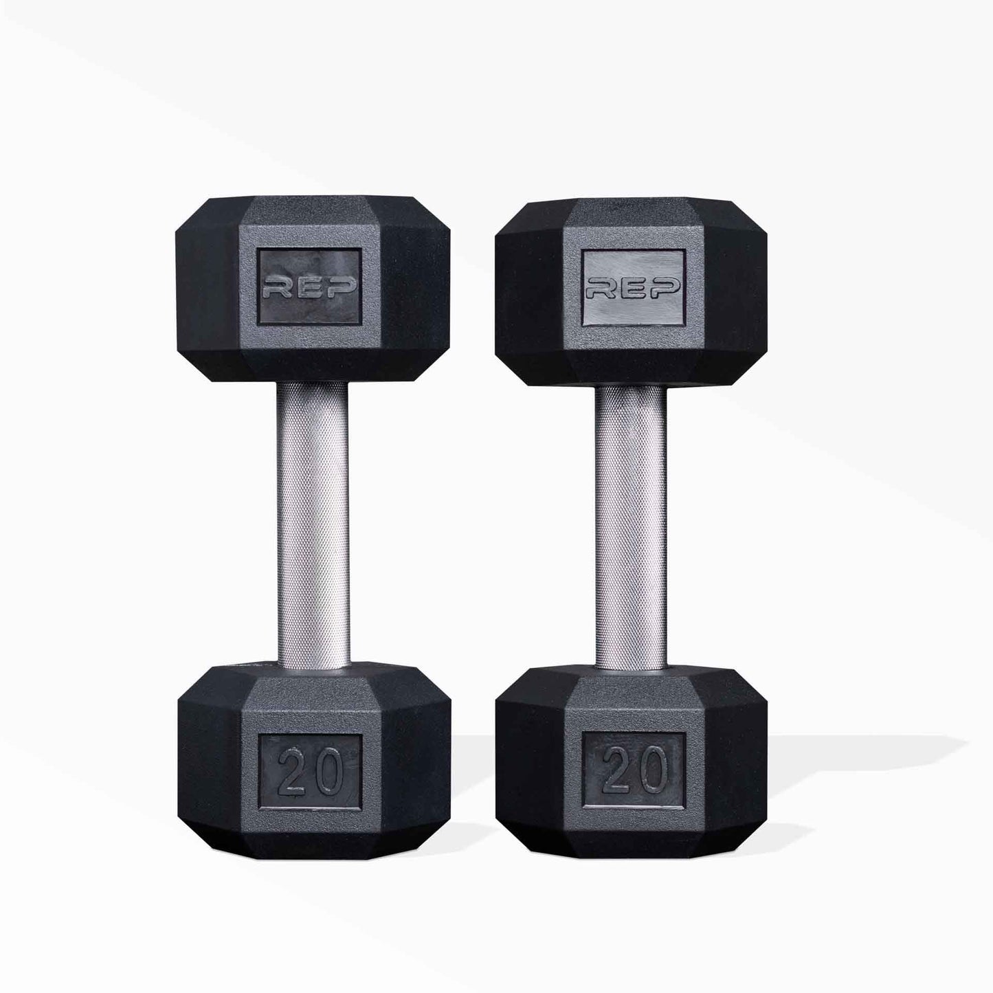 Rep Rubber Hex Dumbbells, 20 lb Pair