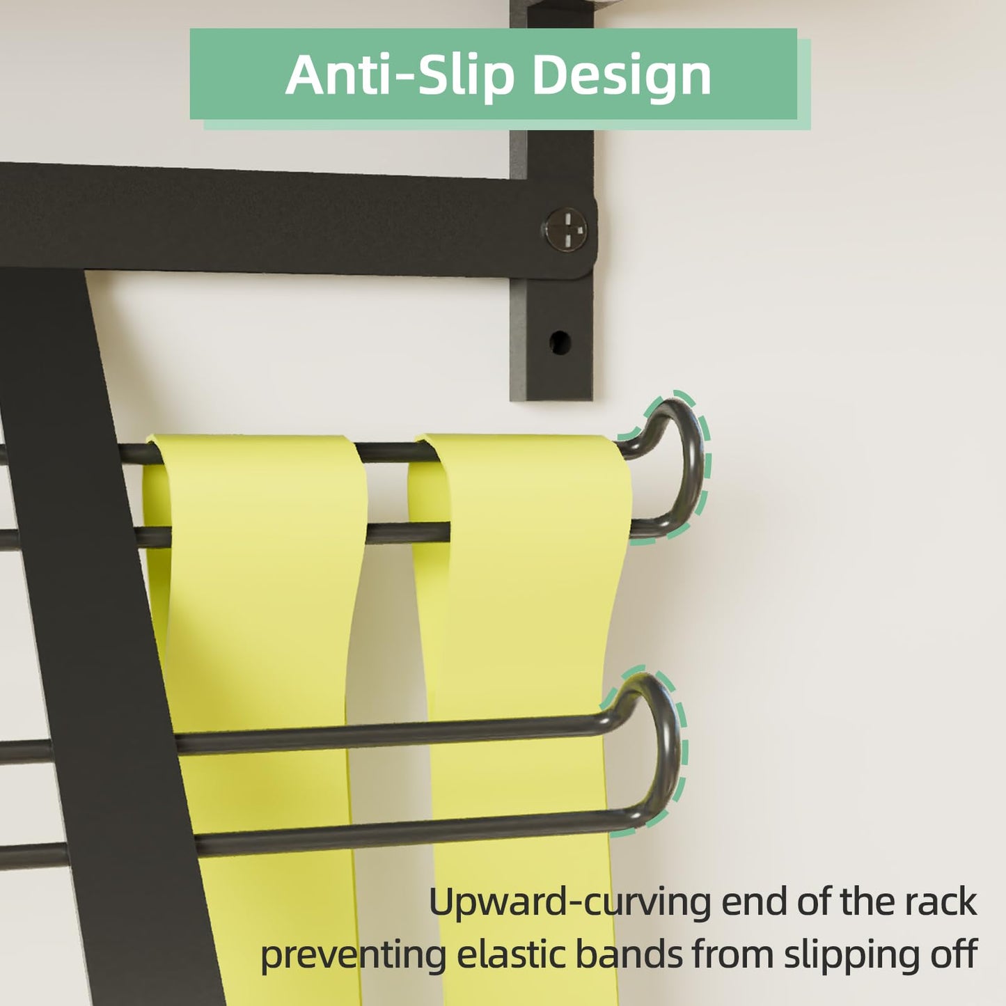 TJ.MOREE Resistance Rack Band Storage Hanger with Shelf Gym Equipment Organizer, Storage Rack for Home Gym,Black
