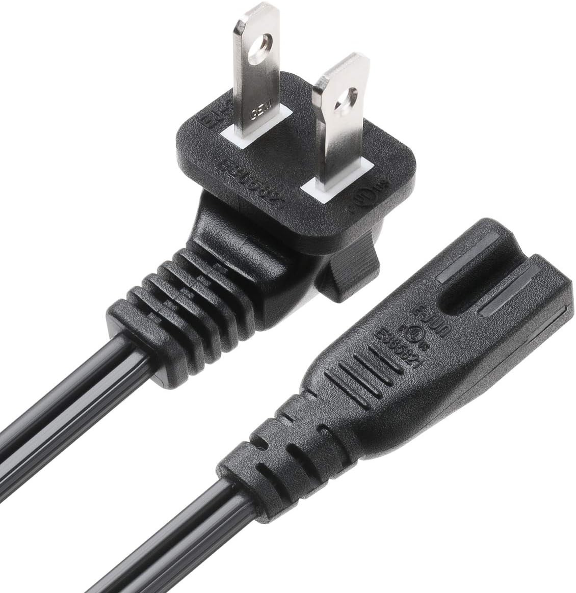 VSEER 2 90 18AWG SPT2 1-15P IEC320 C7 8 2-Slot (6 Prong Degree Angled Power Cord - NEMA to Figure Connector AC