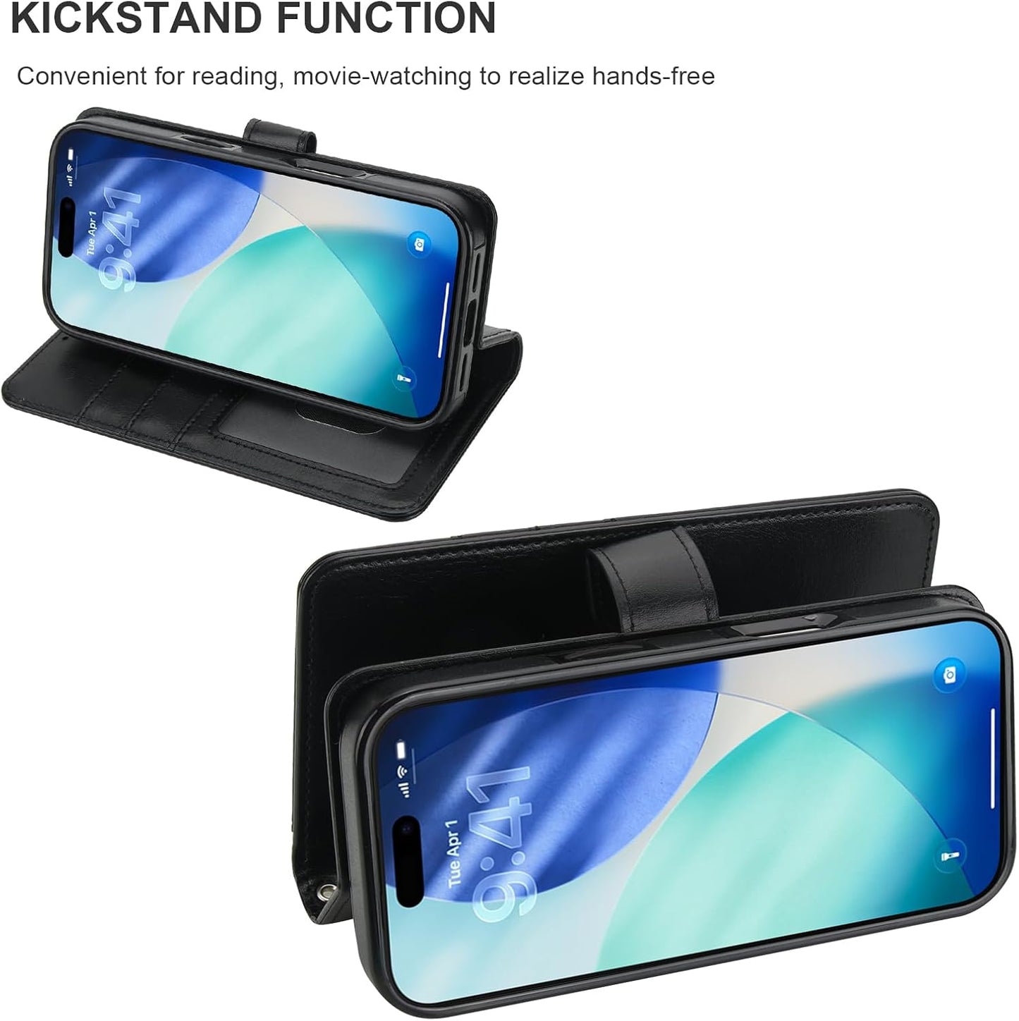 Bocasal 17 6.3 Inch for iPhone Wallet Case Compatible with MagSafe Wireless Charging, RFID Blocking Magnetic Leather