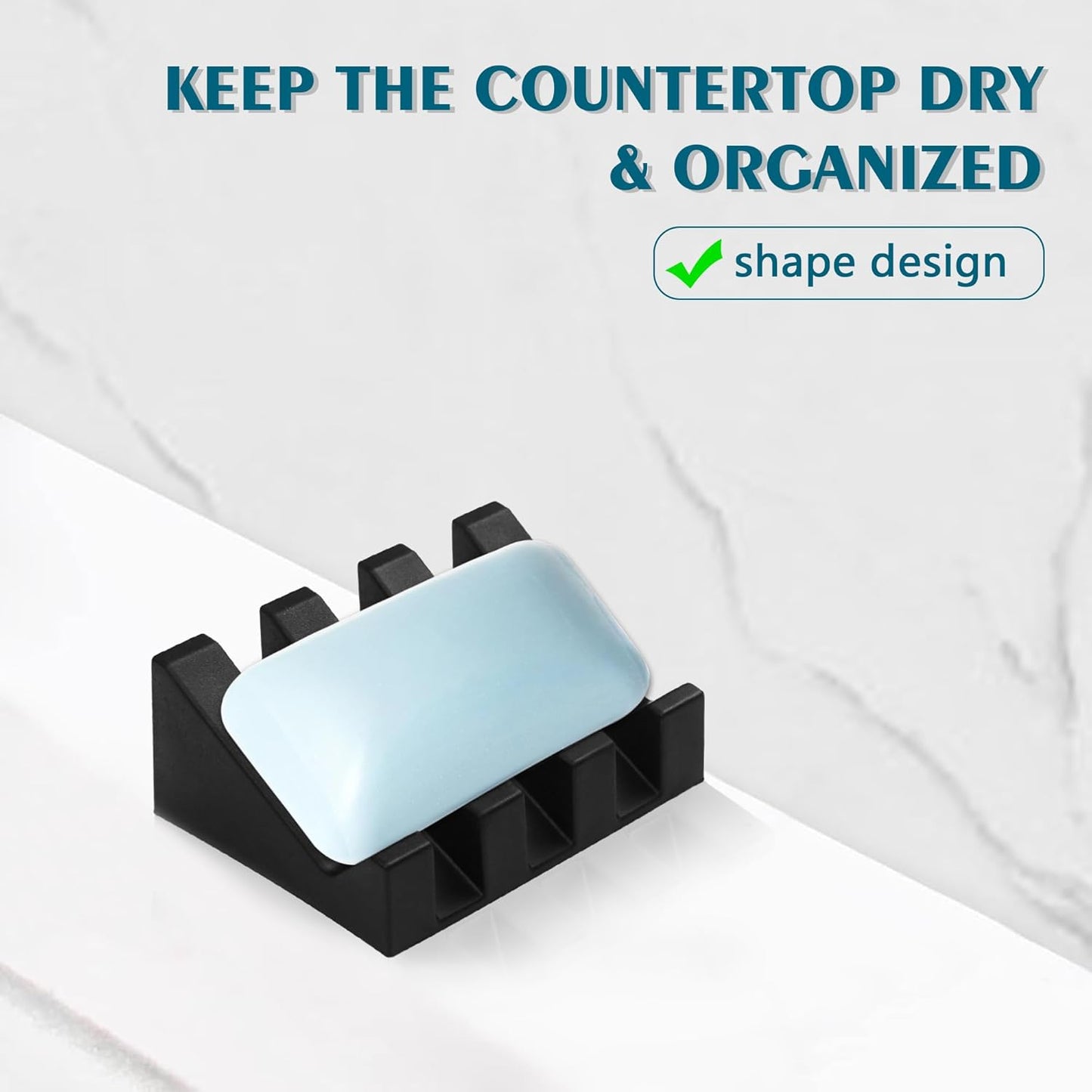 Skiennix Soap Dish Holder - Self-Draining Silicone Design with Suction Cup | Keeps Soap Dry (Black, 1 Pack)