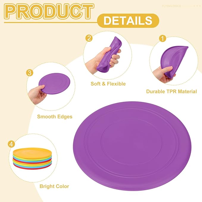 PATIKIL Flying Disc Soft Silicone Colorful Flying Disk Flyer for Outdoor Sports Lawn