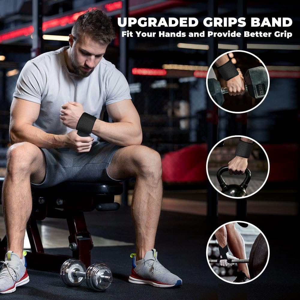 WSAKOUE Lifting Straps, Weightlifting Straps, Deadlift Straps with Padded Neoprene for Power Lifting, Bodybuilding, Gym Workout, Strength Training & Fitness Workout, Resistance -Black