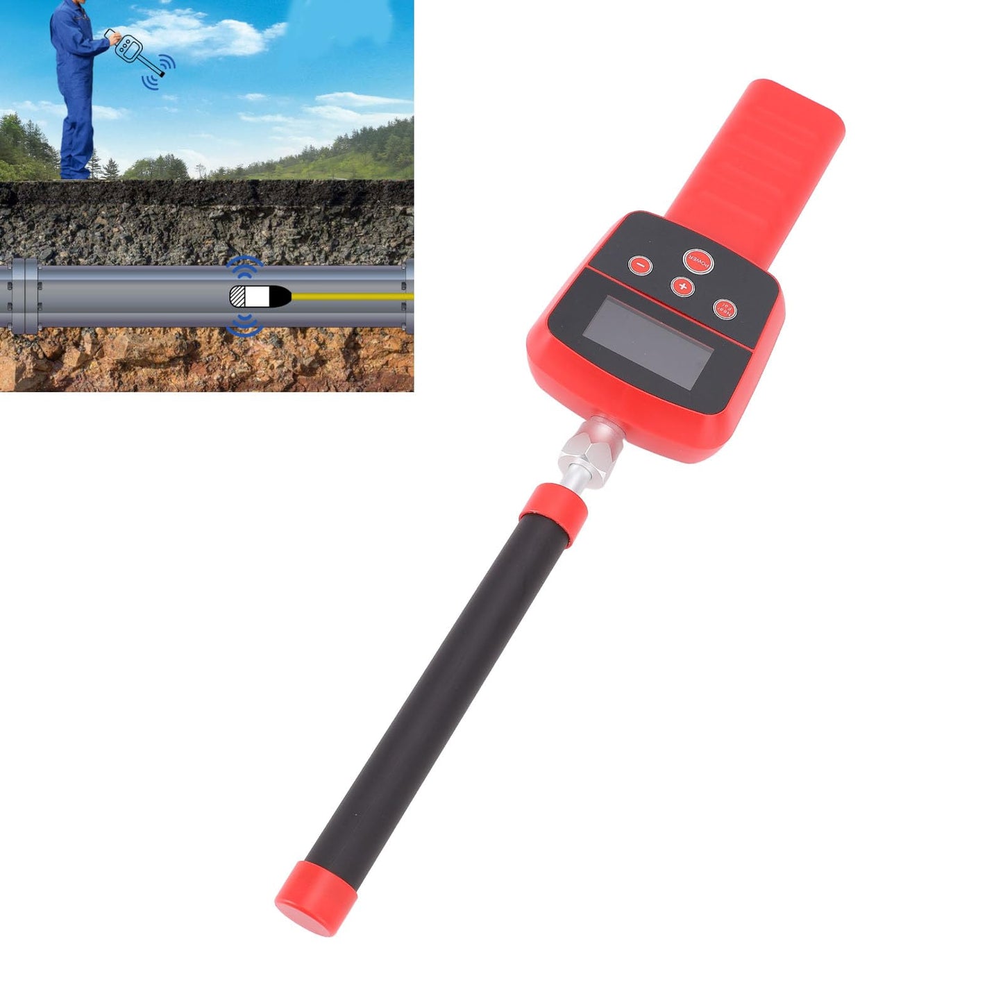 Pongnas 512Hz Underground Pipe Locator with LED Display Water for Pipeline Blockage Detection Cable Pipe Tracing
