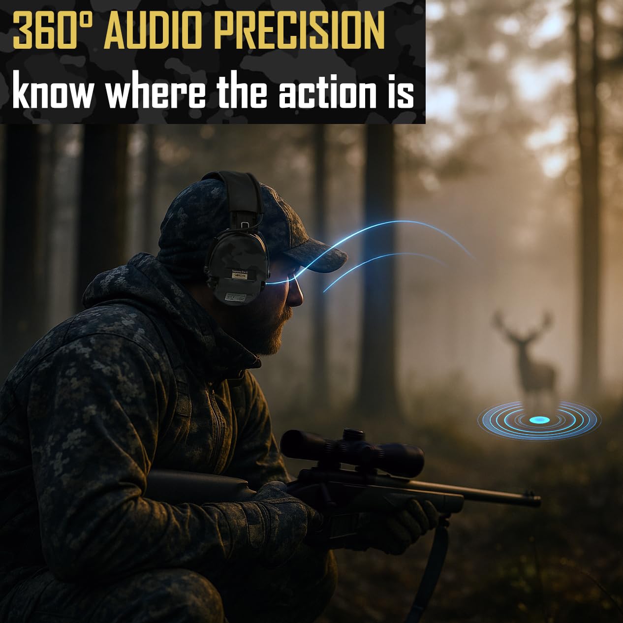Sordin Pro-X LED Ear Muffs (Limited Night Camo Edition) - Active and Electronic Ear Defenders - Earmuffs for Hunting & Shooting
