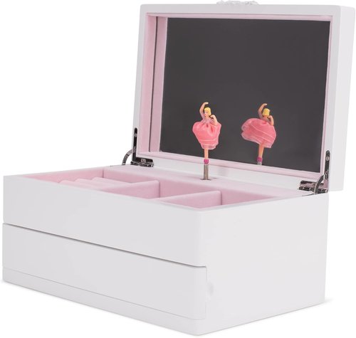 Cottage Garden Musical Jewelry Box - Ballerina White with Silver Tone | 10-Inch Plays Dance of The Sugar Plum Fairy