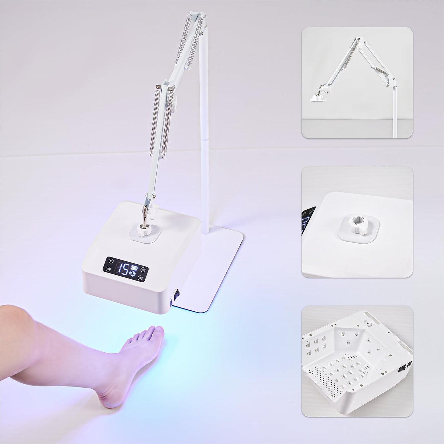 DLITISH UV Foot Lamp with Stand, 78W Hanging Pedicure Lamp, Cordless UV Light for Feet with Sensor, LED Nail Light on an Arm, Wireless Gel Nail Polish Curing for Nails (Whole Floor Lamp)