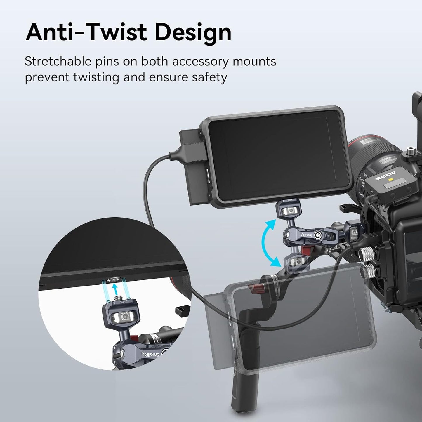 SMALLRIG 1/4 Camera Magic Arm, Flexible Articulating Arm with Screws, Field Monitor Mount with Dual Ballhead, Aluminum