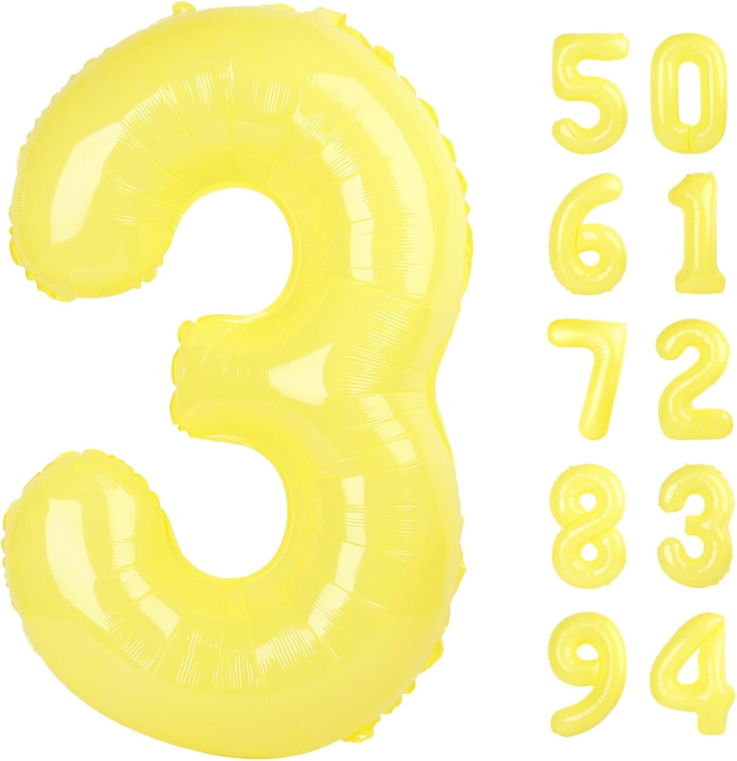 Yellow 3 Balloon | 40-Inch Number Balloon for 3rd Birthday Decorations - Perfect for Kids & Women Parties