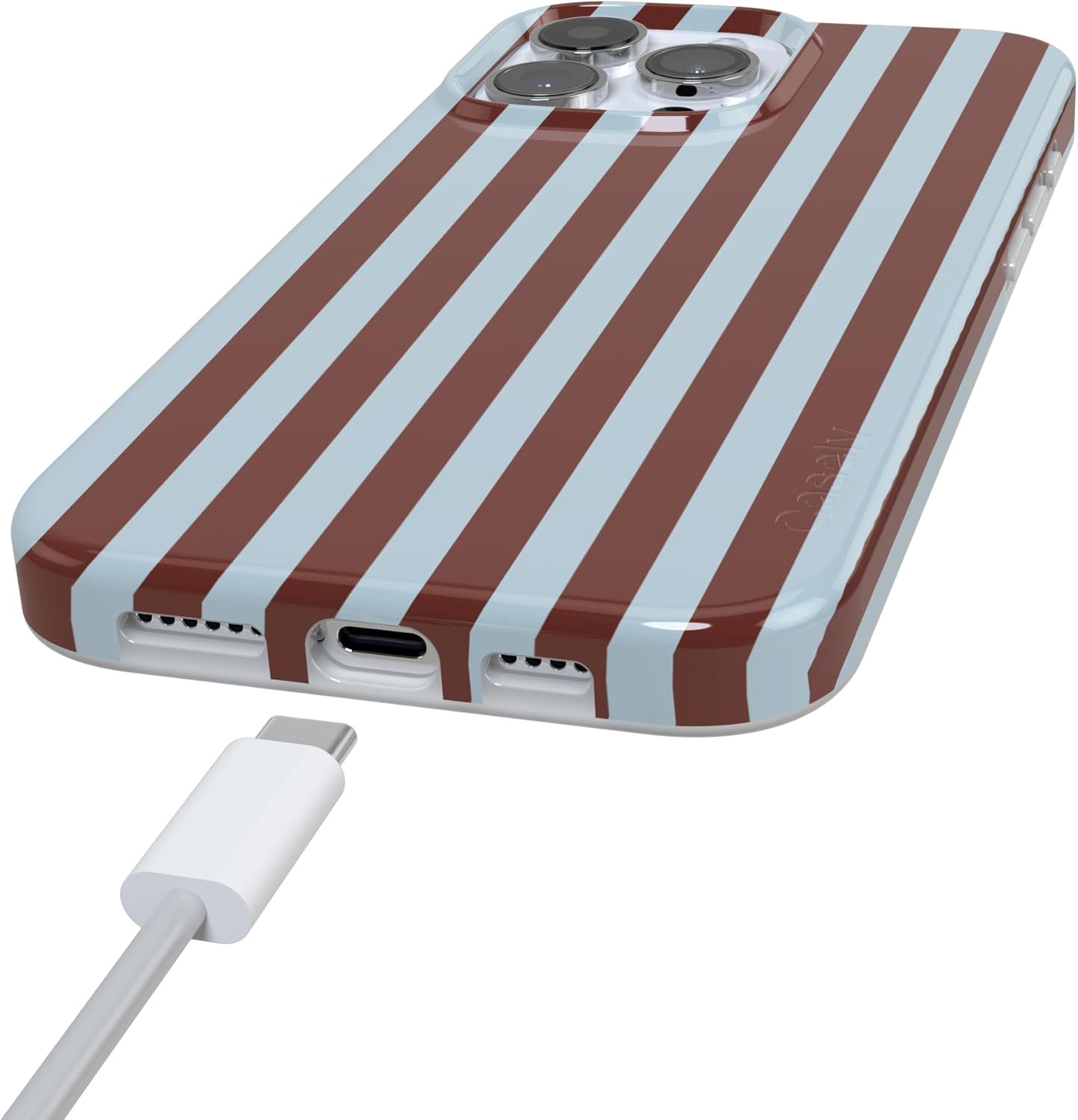 Casely 16 iPhone Pro Case | Sunday in Brooklyn | Blue Stripes | Compatible with MagSafe | Classic Ultra Slim Design